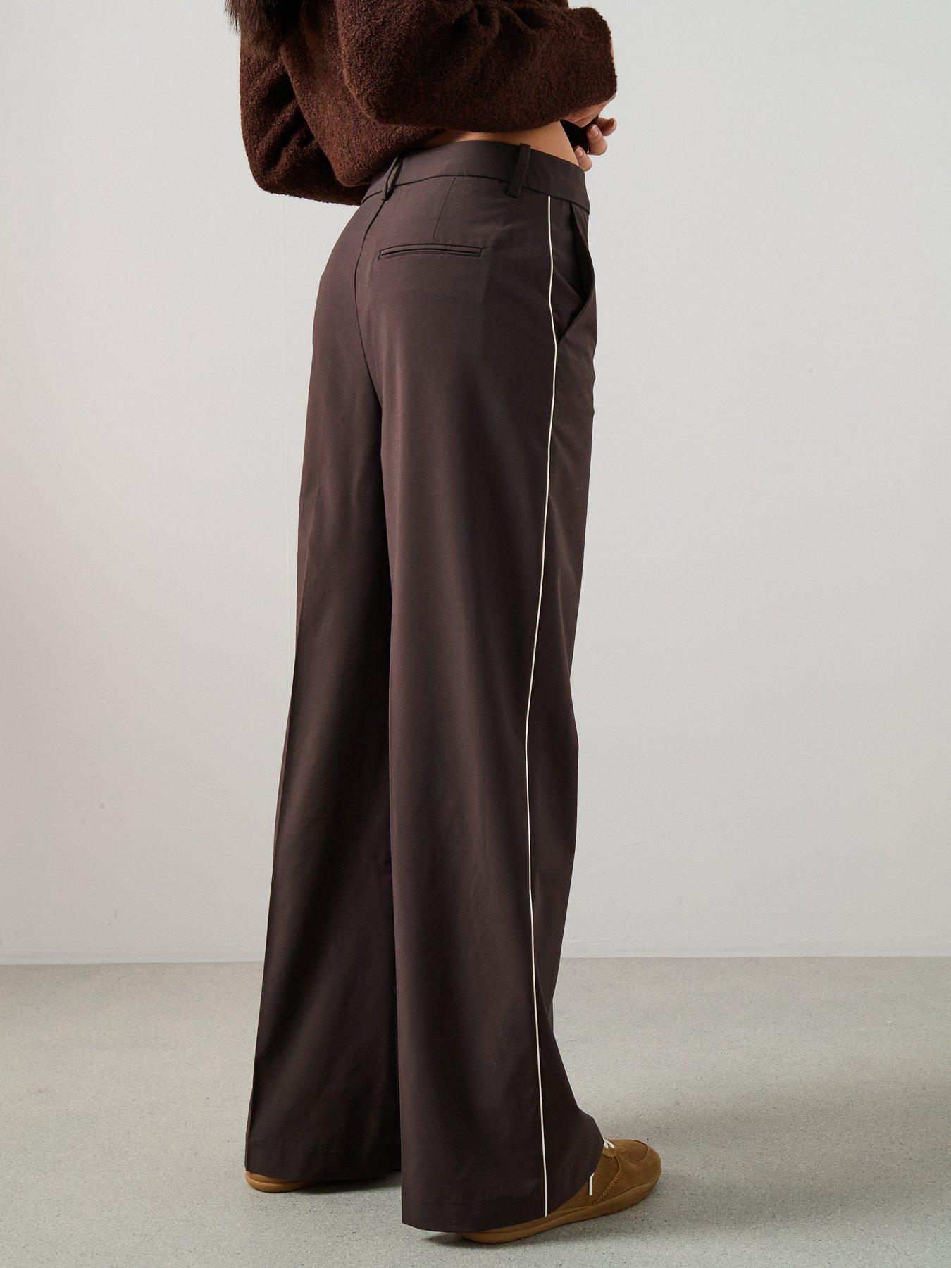  image of mango-piping-detail-tailored-trouser-brown