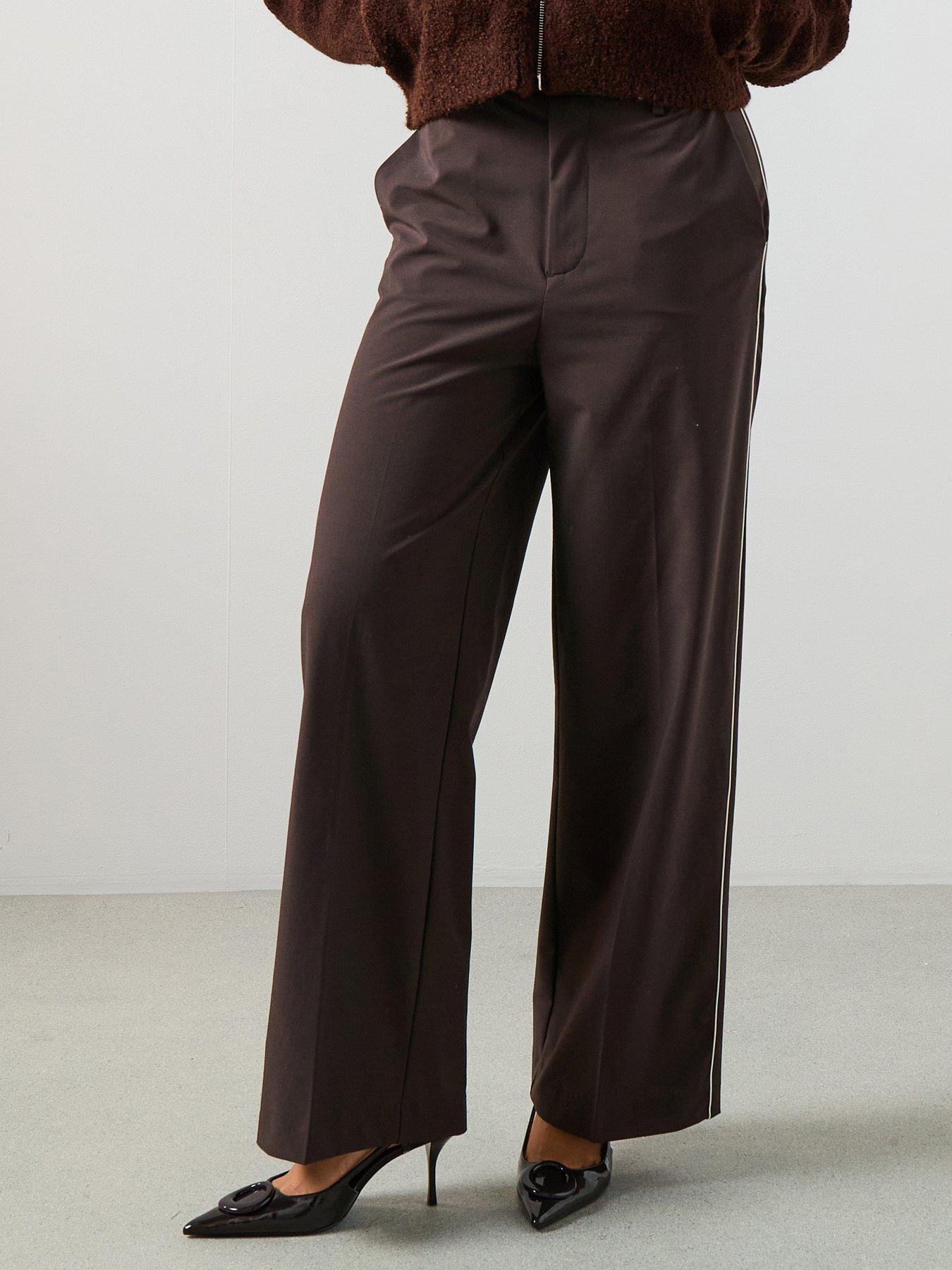  image of mango-piping-detail-tailored-trouser-brown