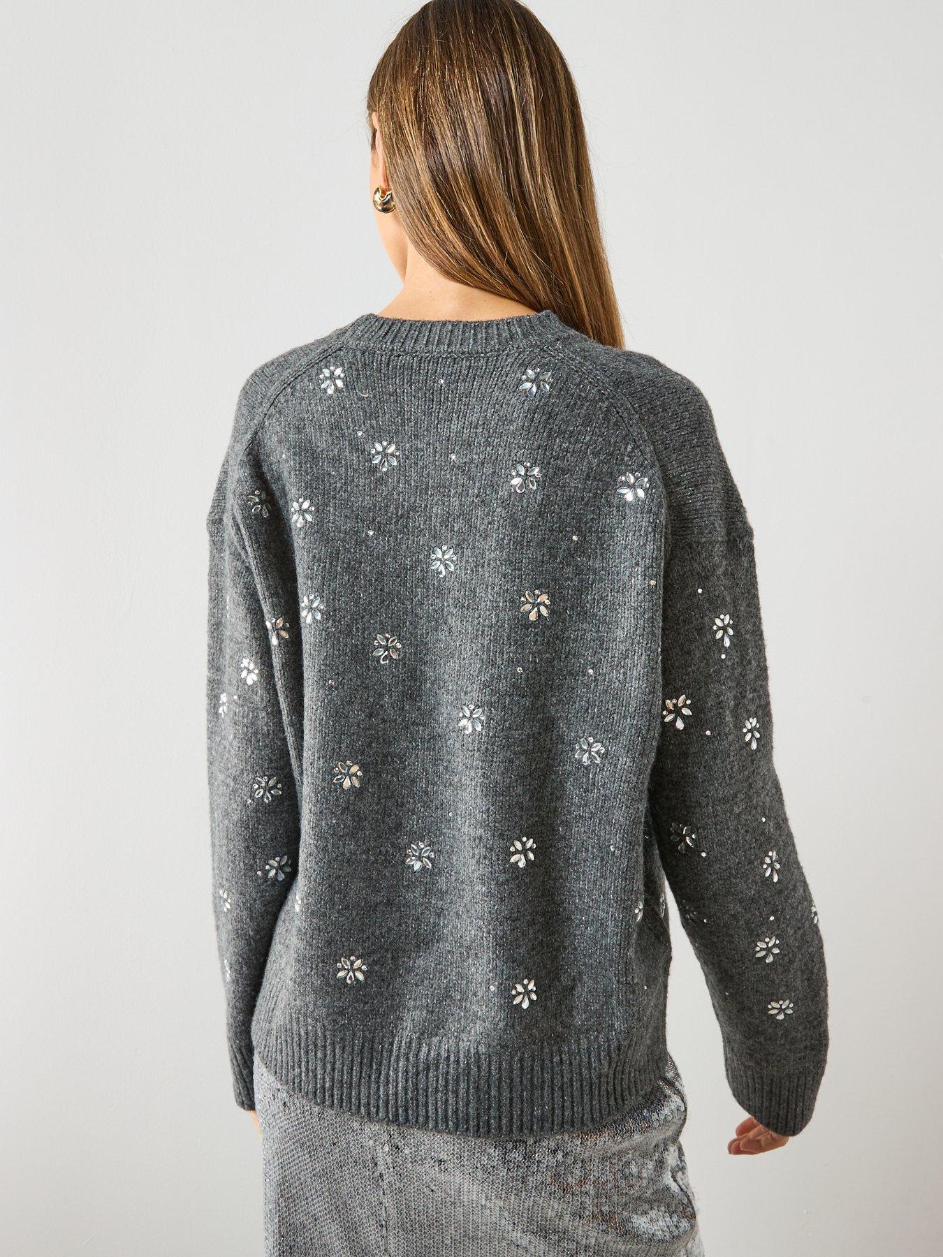 stillFront image of mango-crystal-detail-sweatshirt-grey