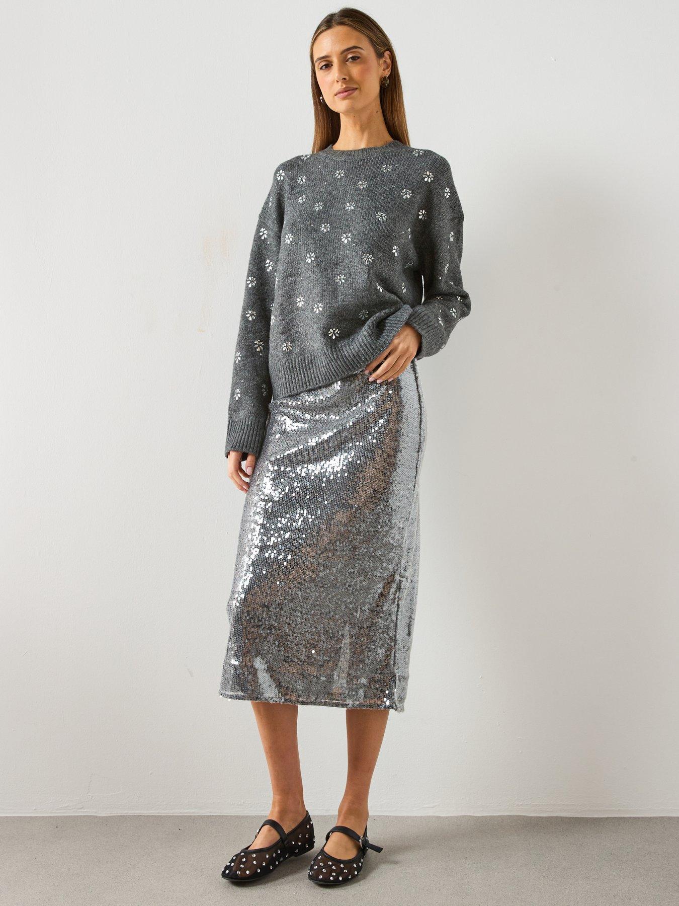  image of mango-crystal-detail-sweatshirt-grey