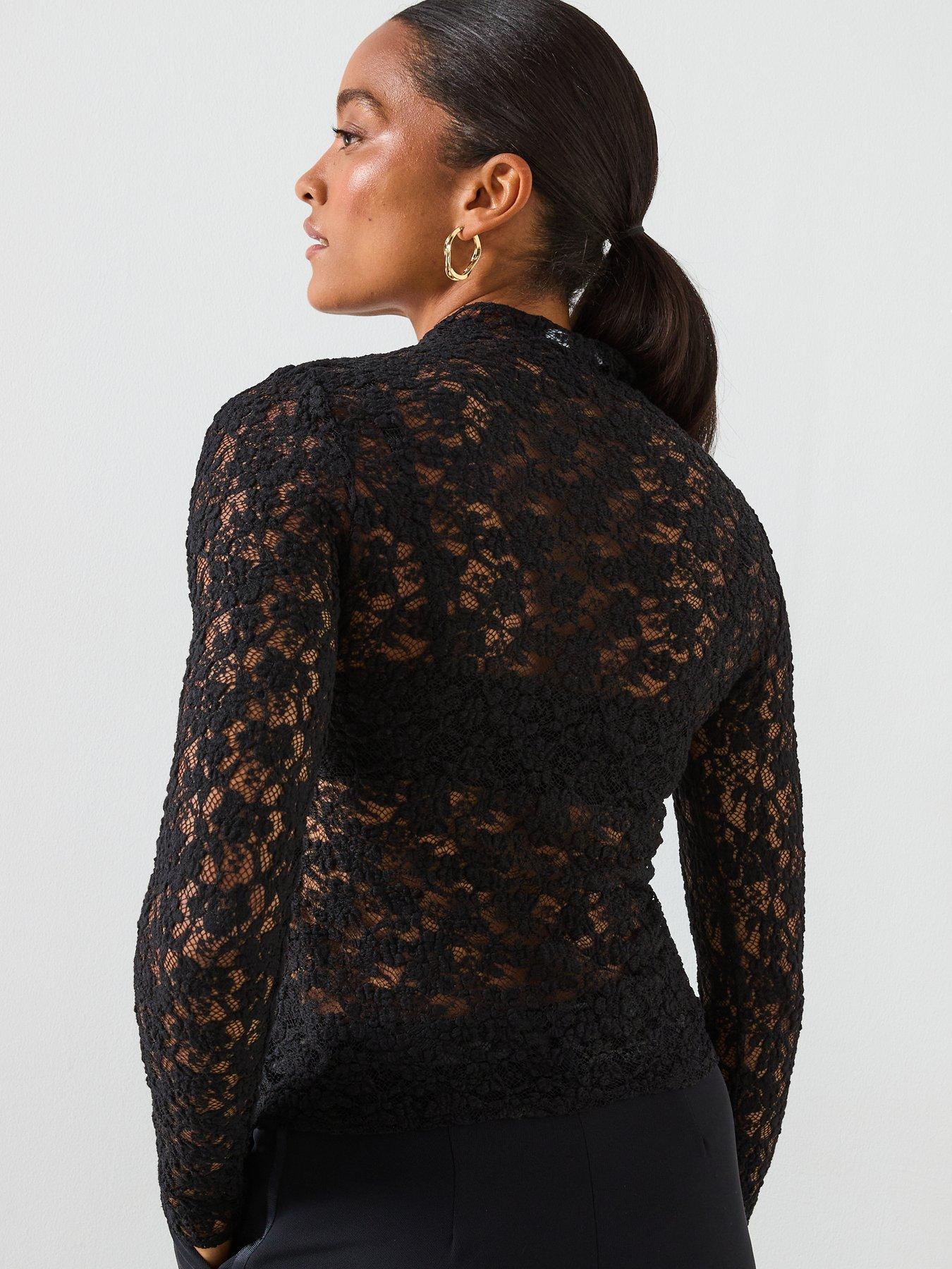 stillFront image of mango-lace-top-with-perkins-collar