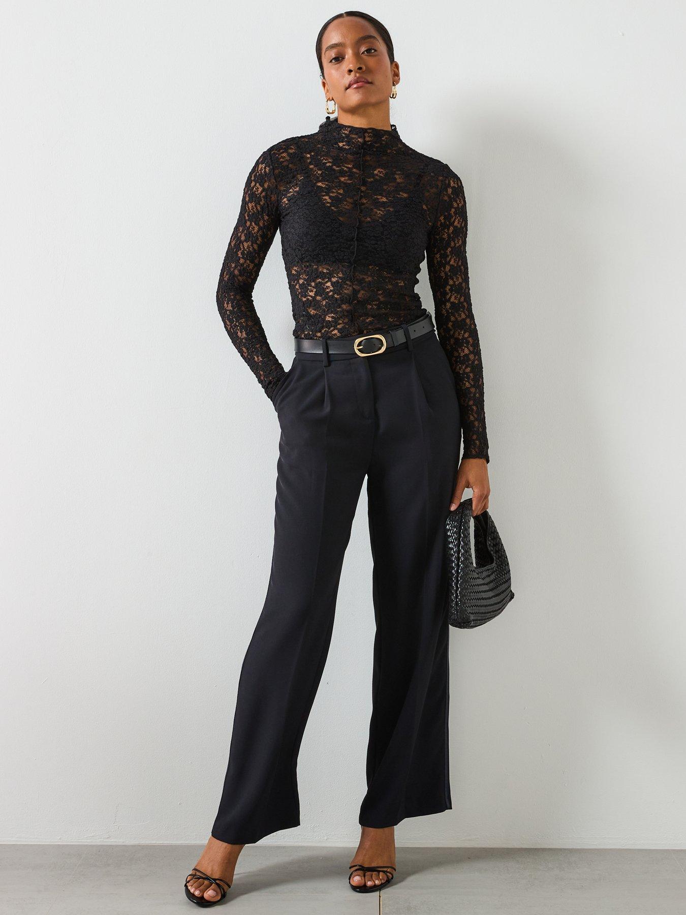  image of mango-lace-top-with-perkins-collar