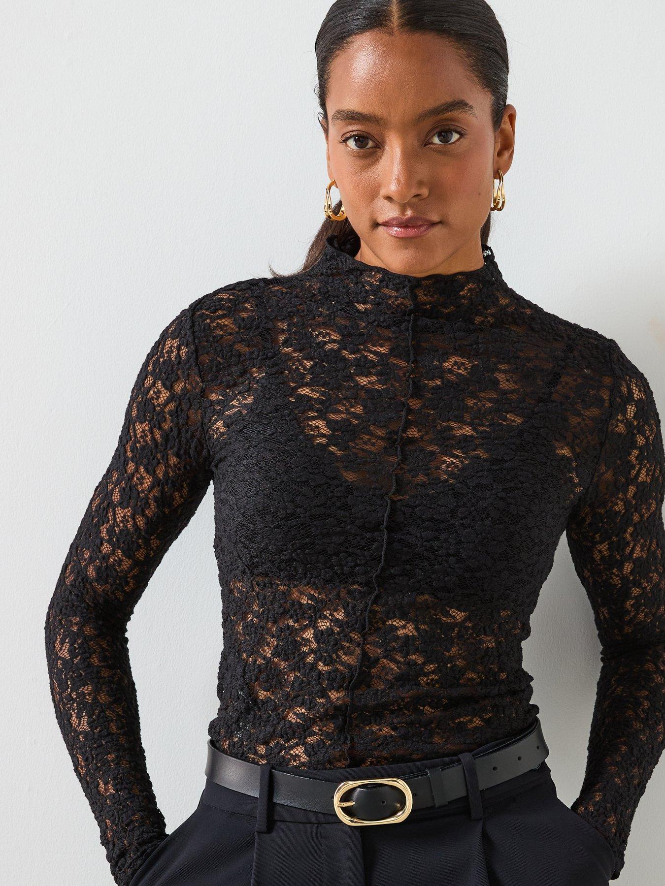  image of mango-lace-top-with-perkins-collar