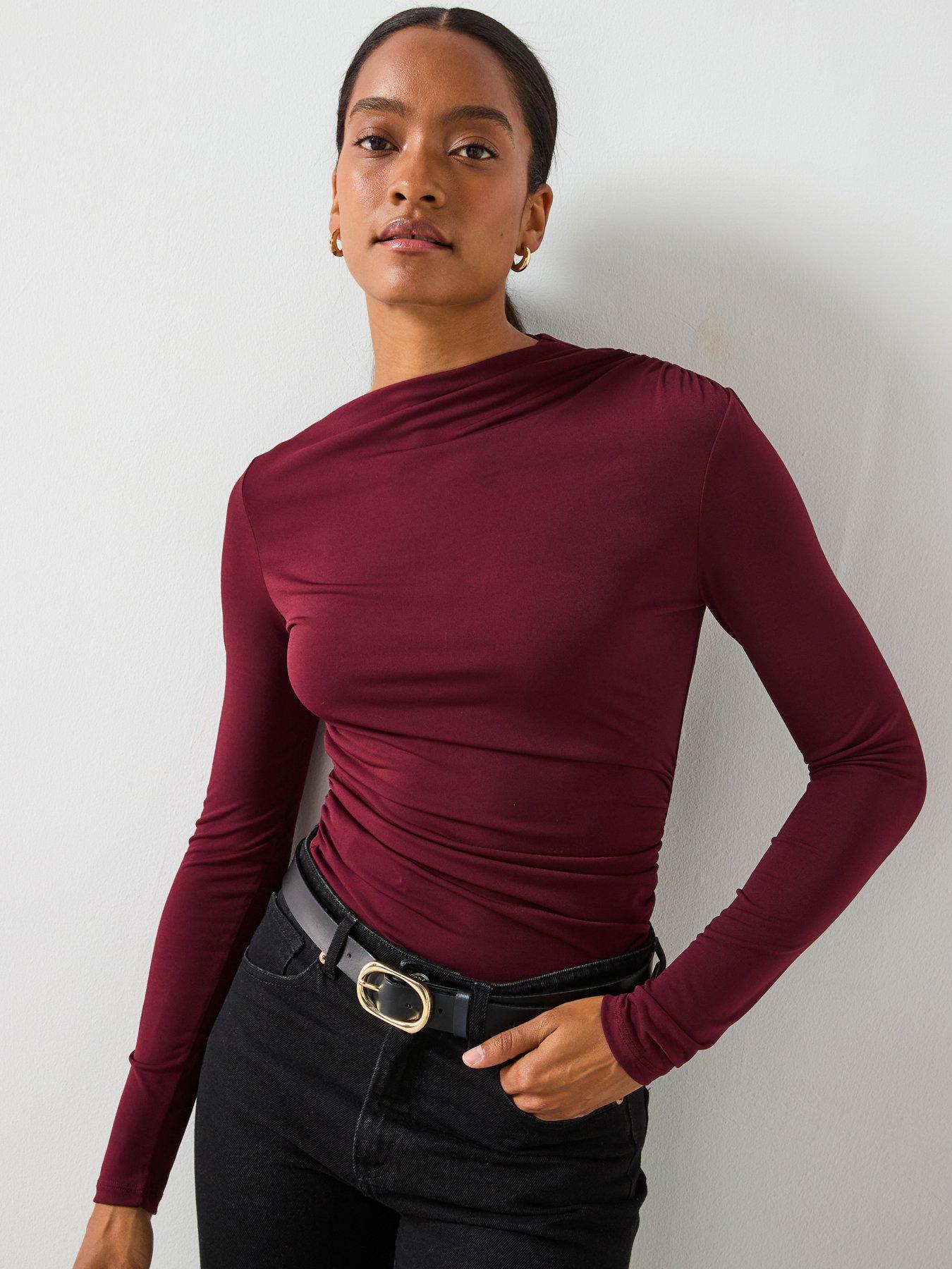 Mango Draped Fitted T-Shirt - Red