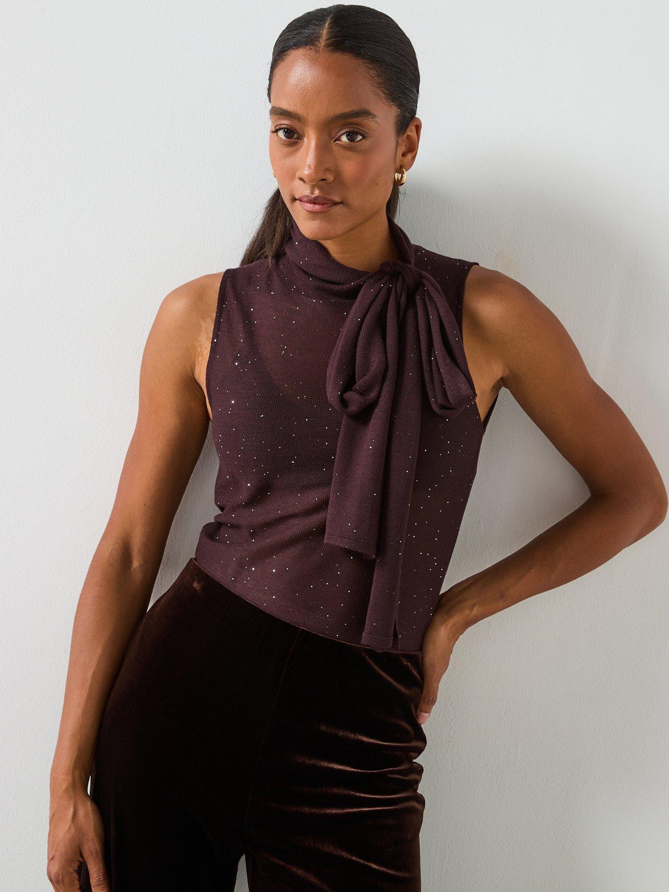 Mango Shiny Top With Foulard