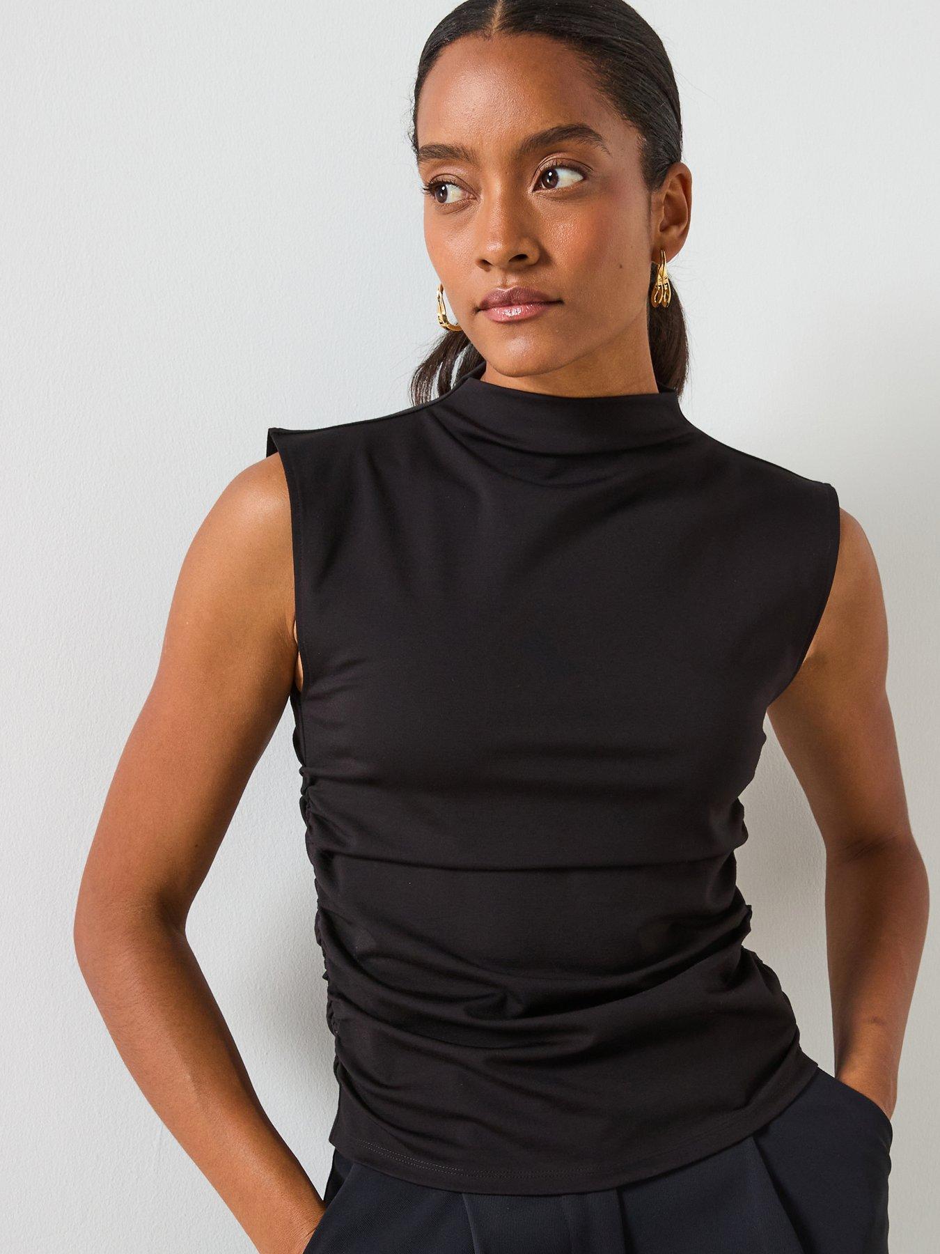  image of mango-ruched-funnel-neck-top