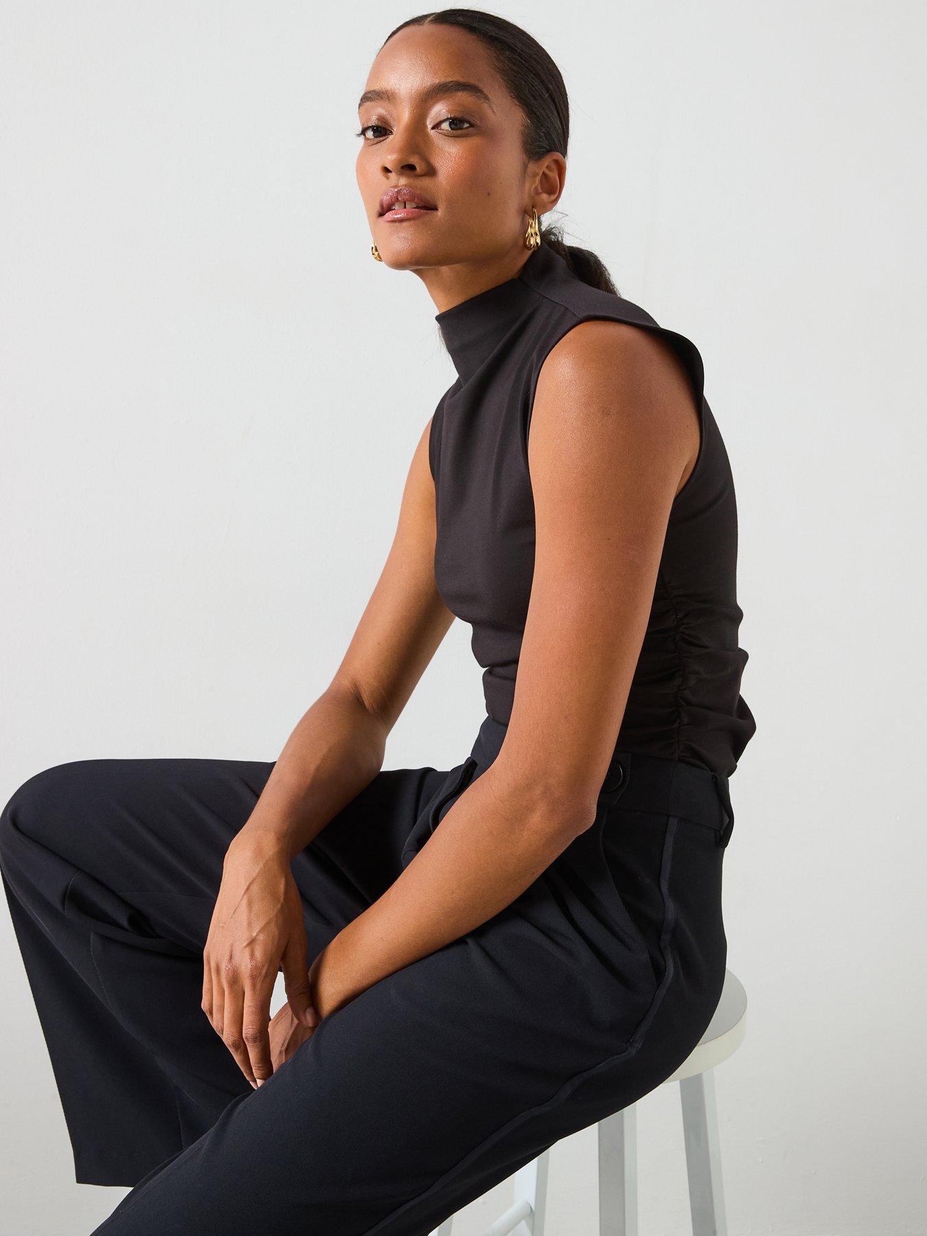  image of mango-ruched-funnel-neck-top