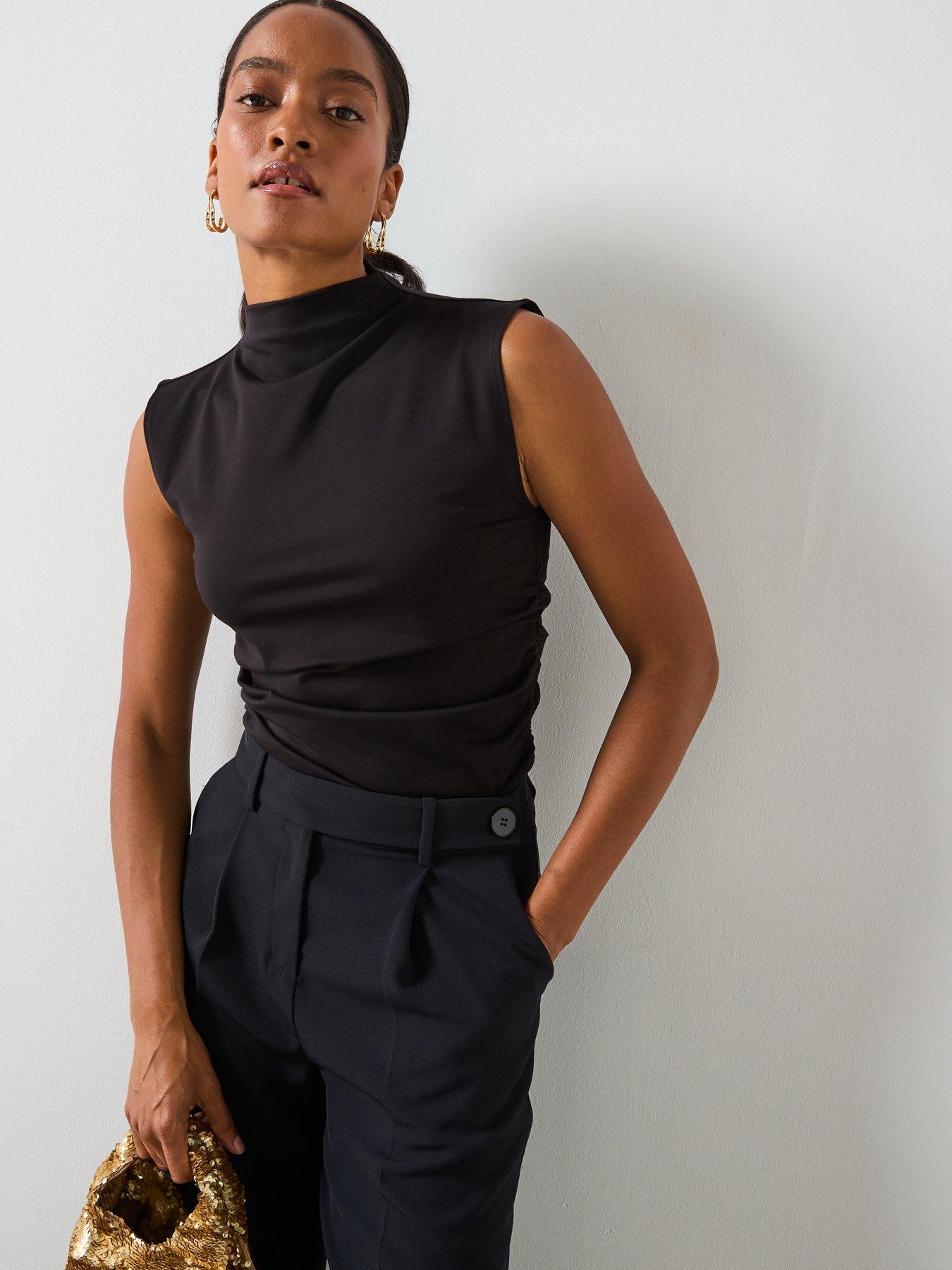  image of mango-ruched-funnel-neck-top