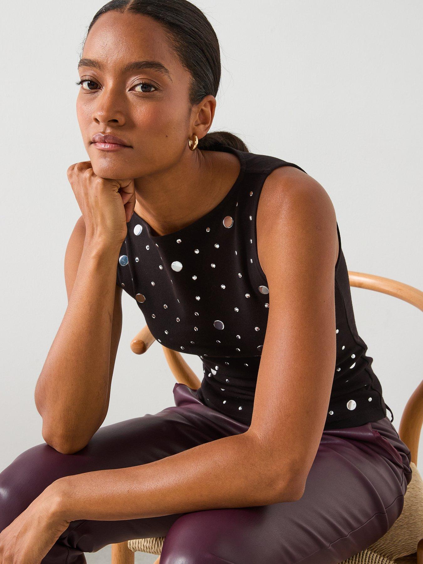  image of mango-boat-neck-top-with-rhinestones