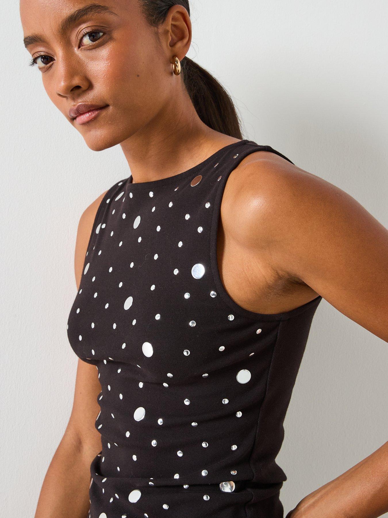  image of mango-boat-neck-top-with-rhinestones