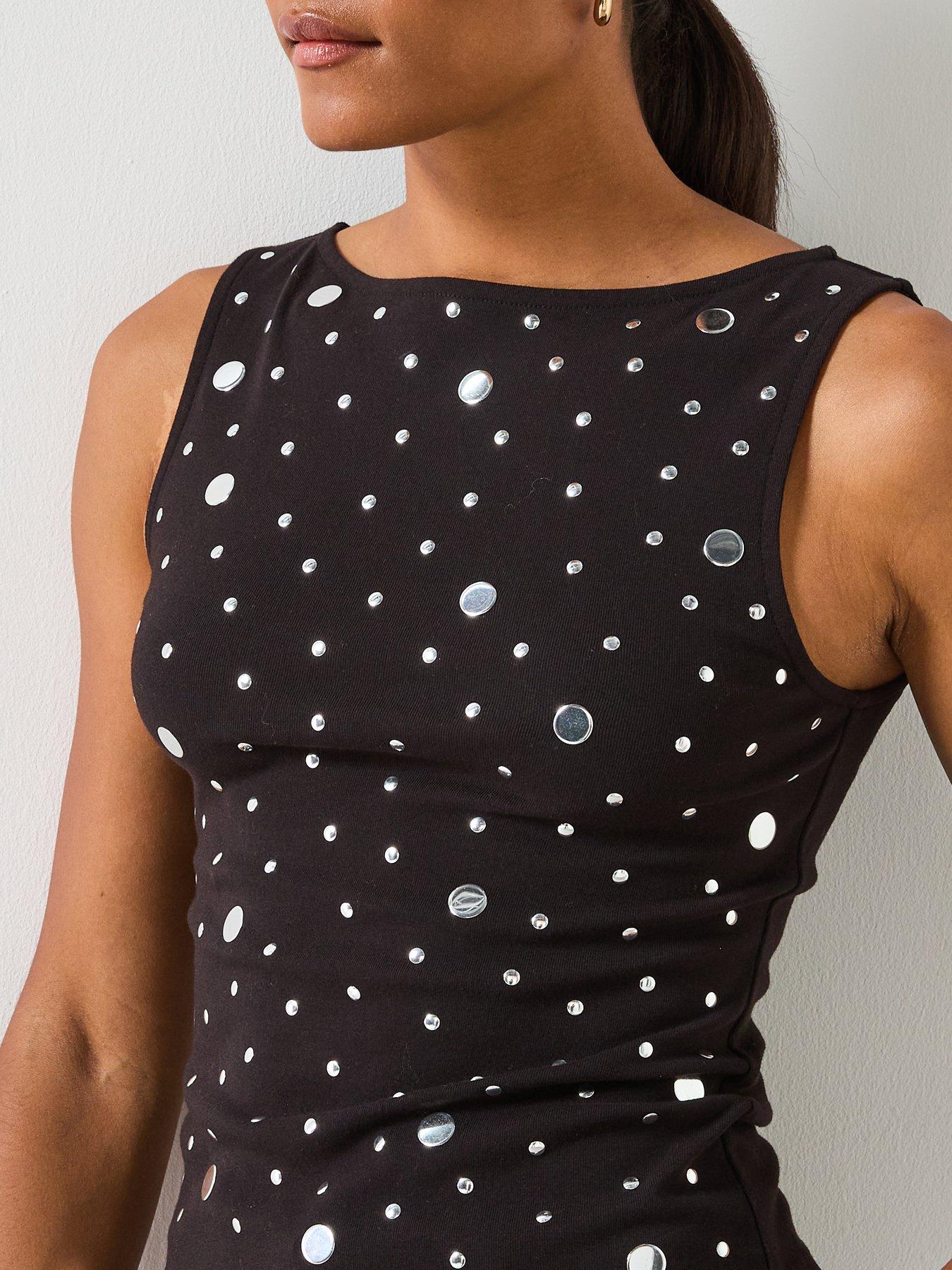  image of mango-boat-neck-top-with-rhinestones