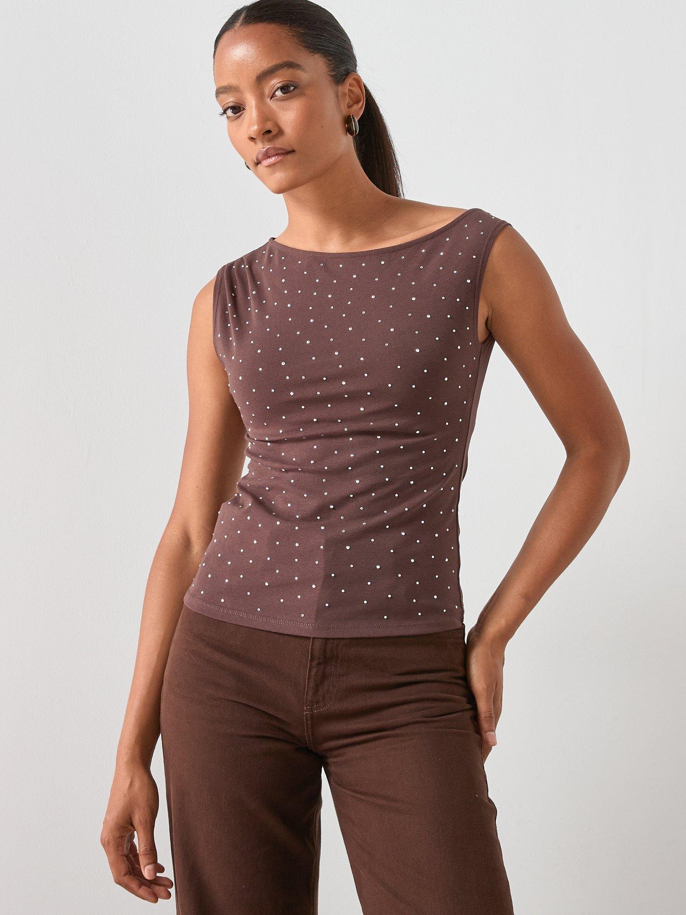 front image of mango-asymmetrical-top-with-rhinestones