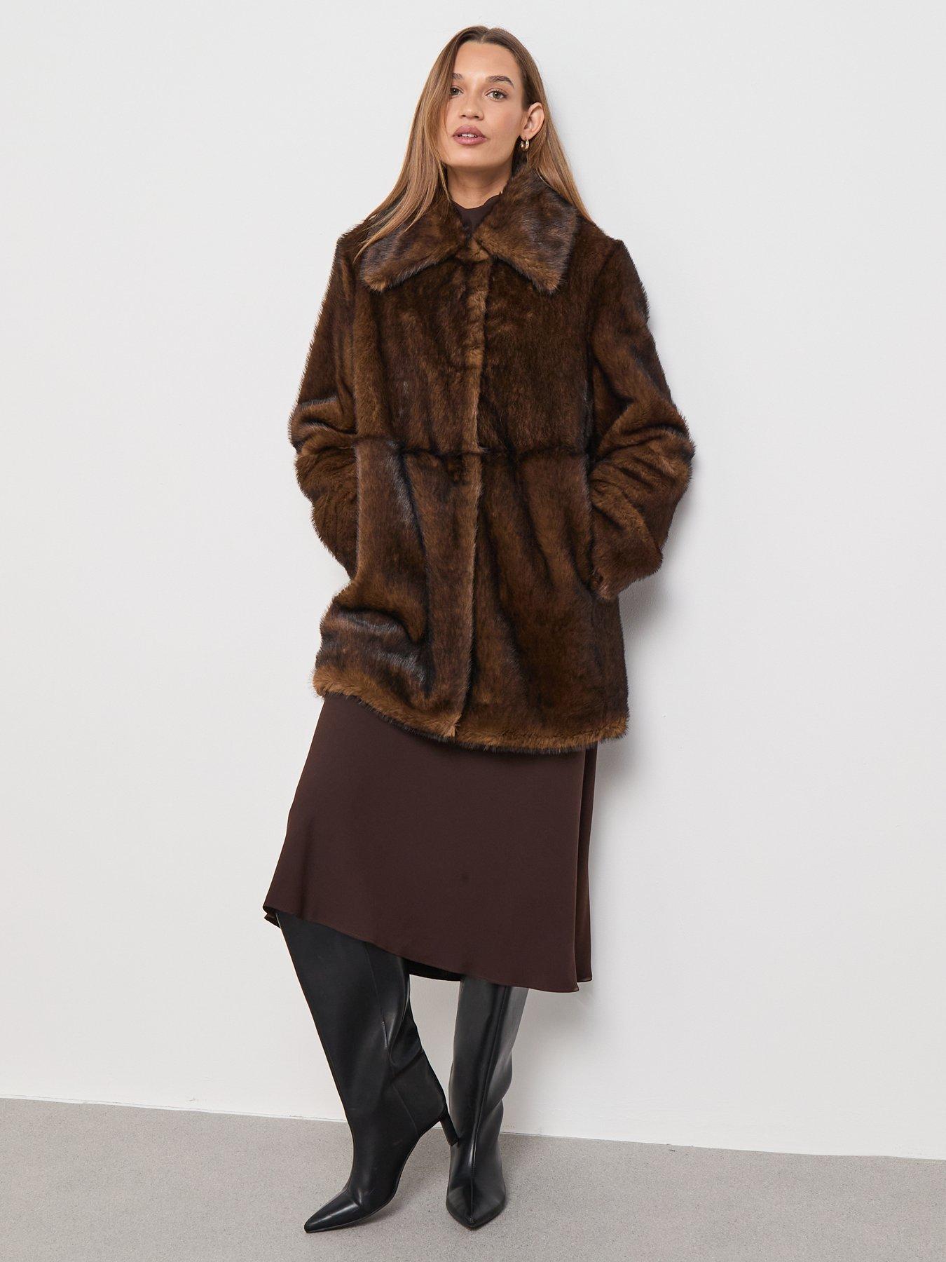  image of mango-faux-fur-coat-with-shirt-collar