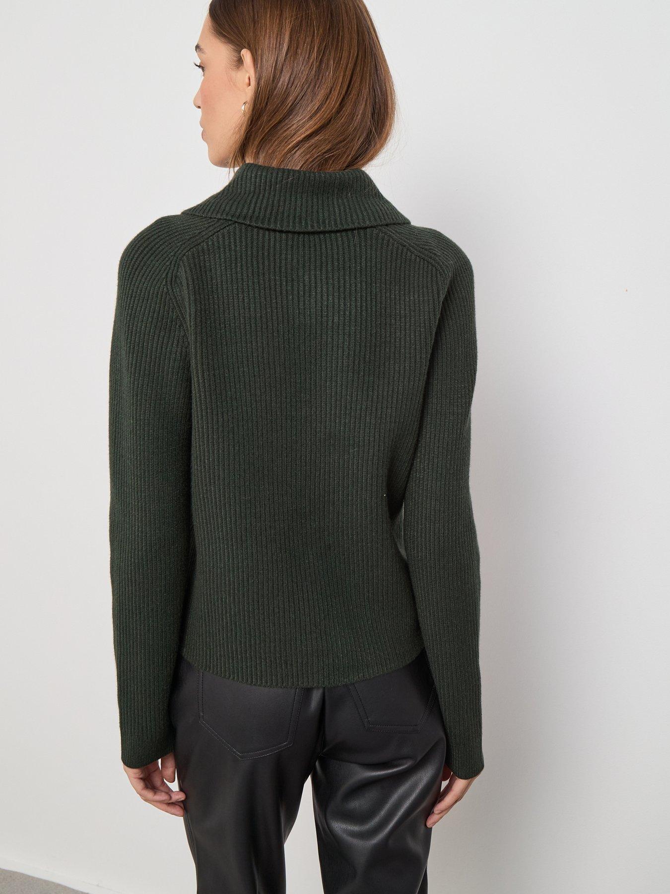 stillFront image of mango-ribbed-polo-neck-sweater-with-buttons