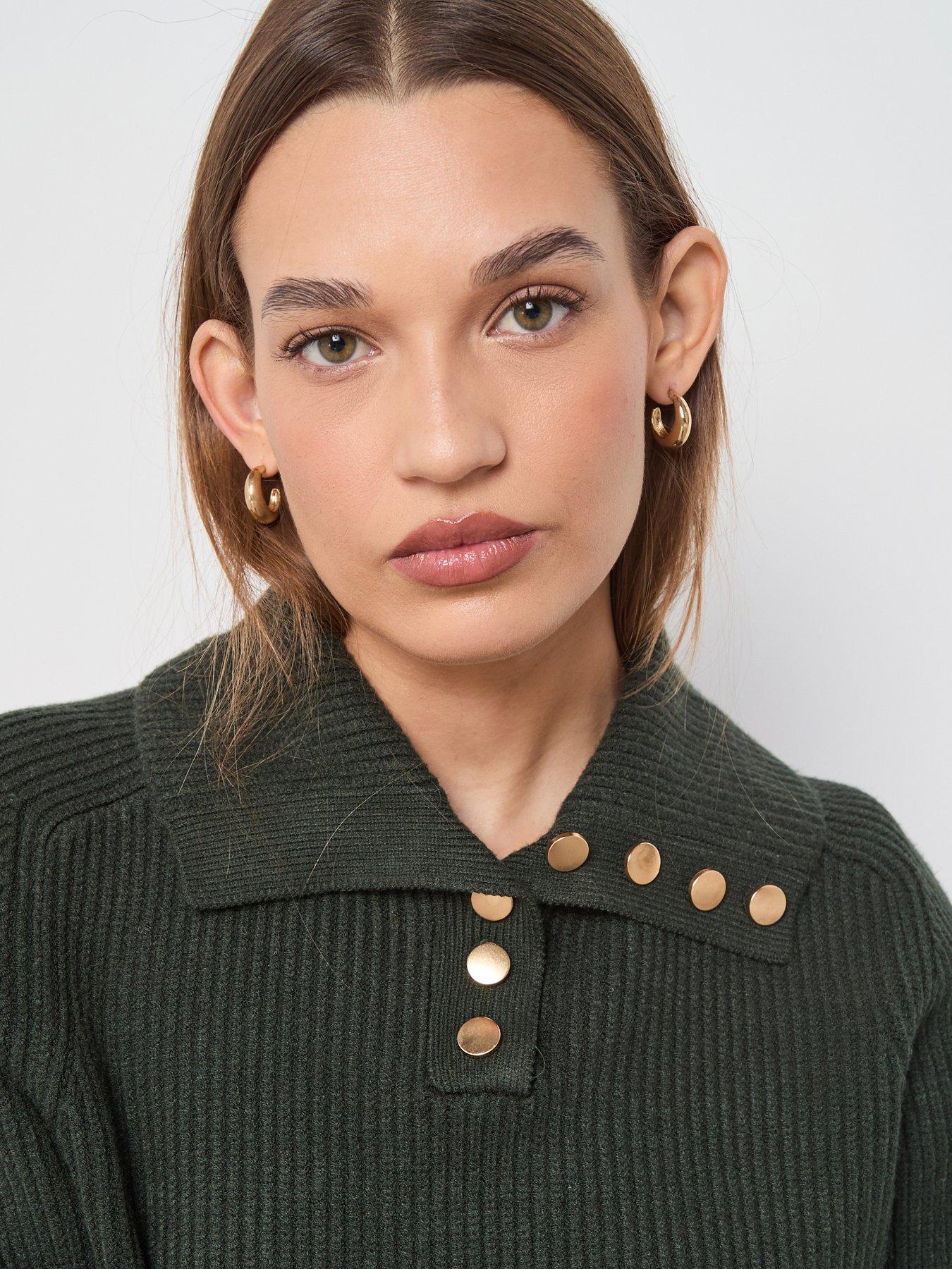  image of mango-ribbed-polo-neck-sweater-with-buttons