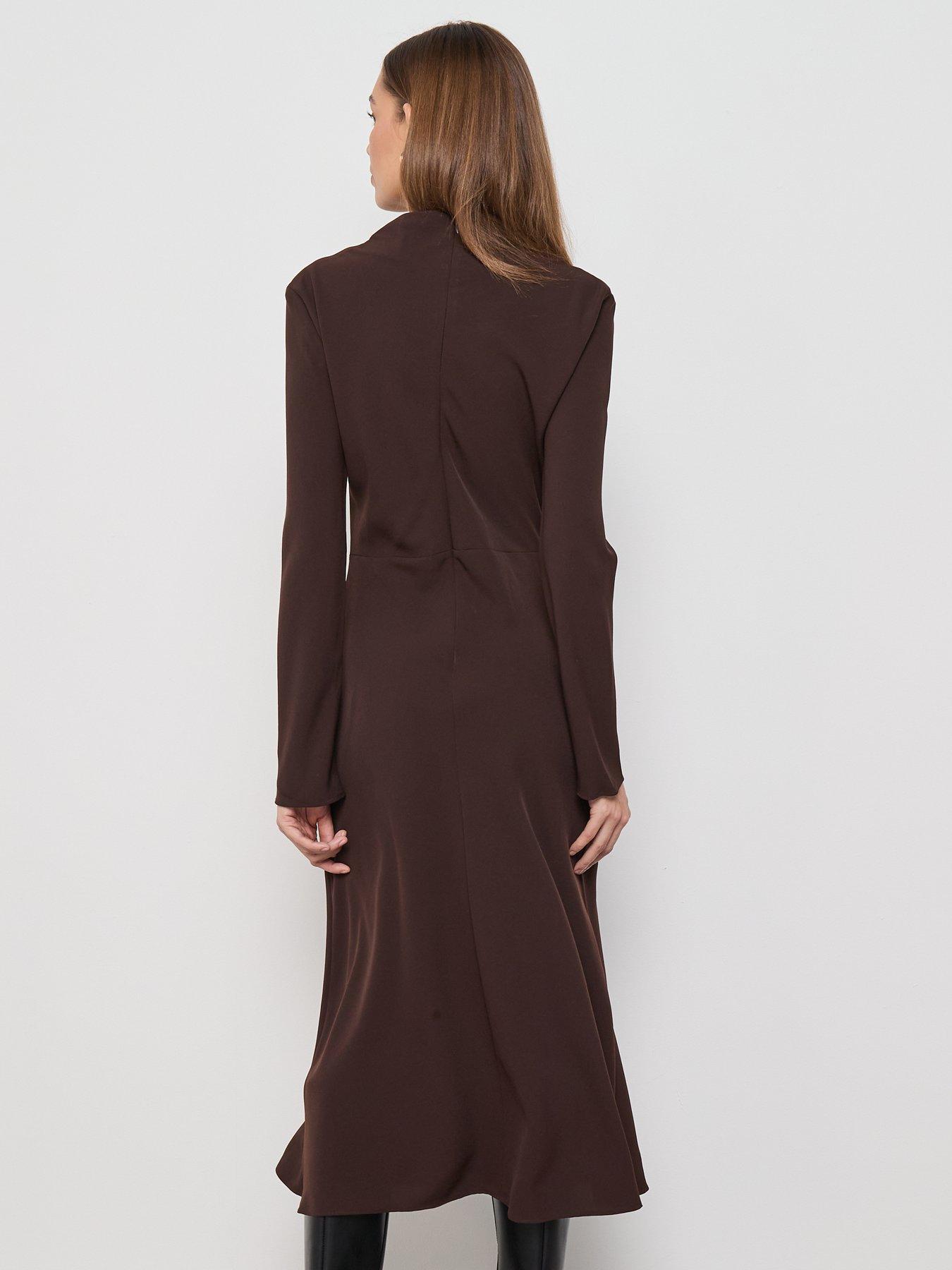  image of mango-ruched-dress-with-draped-neckline