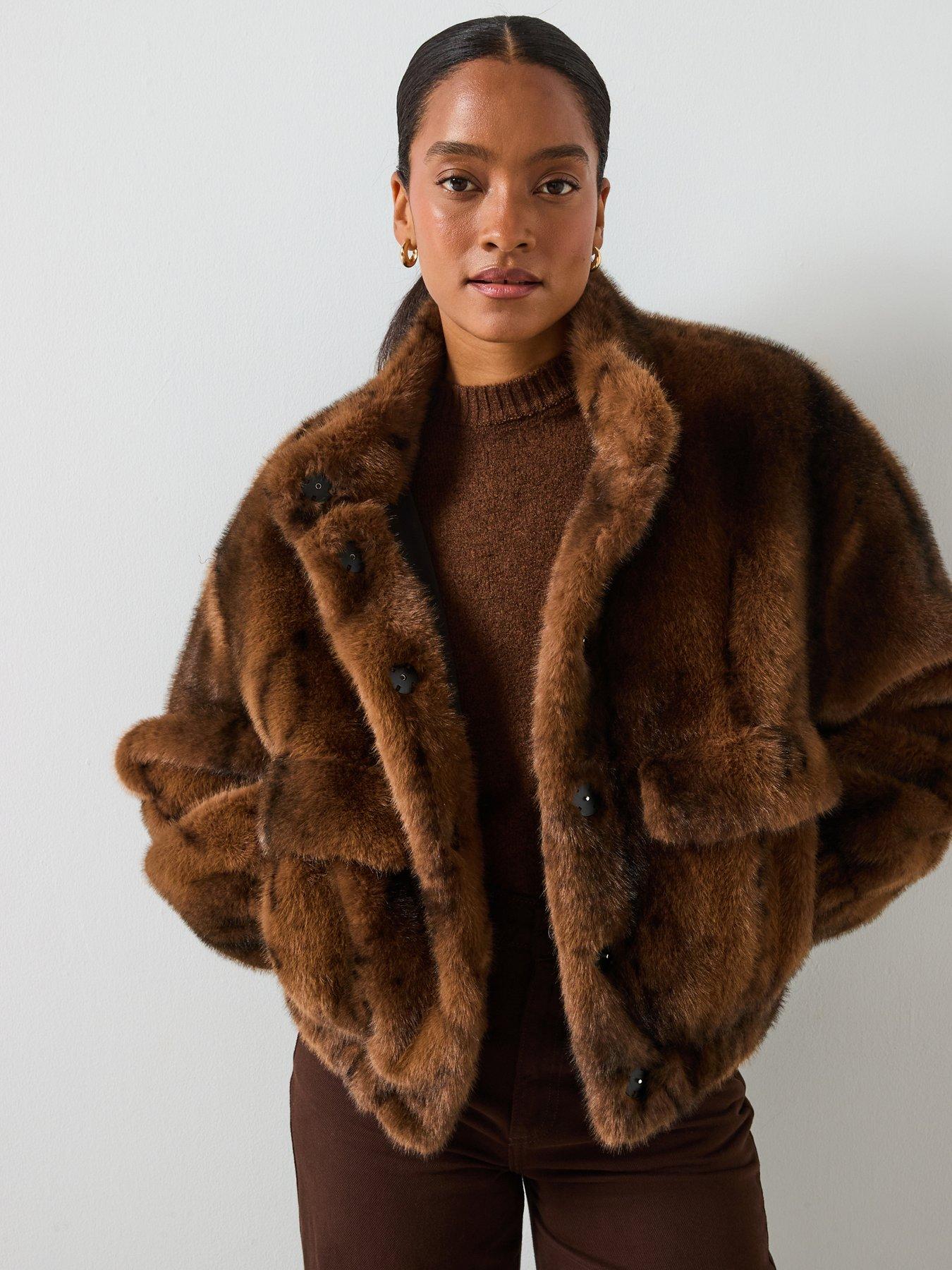 Mango Faux Fur Jacket With Pockets