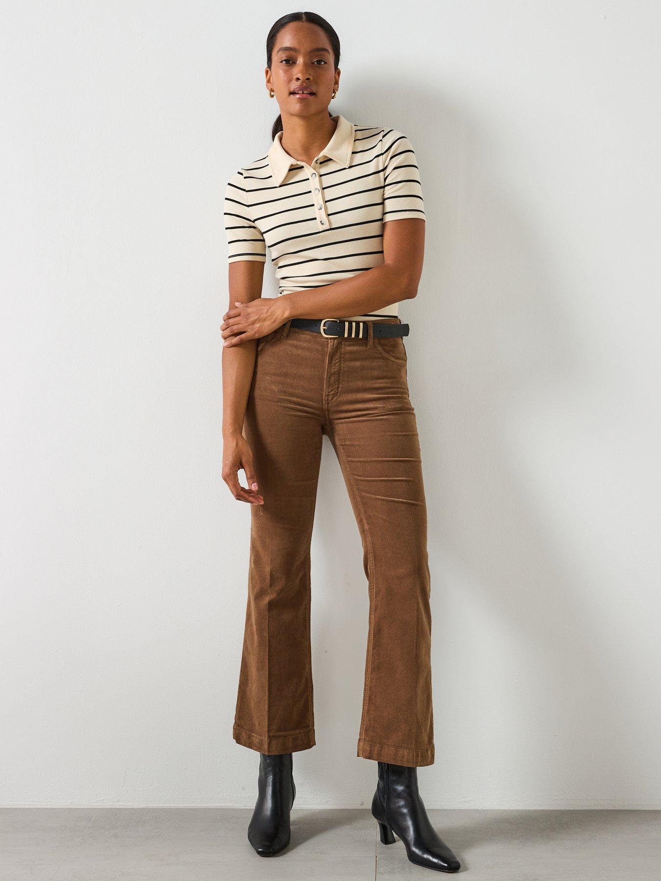  image of mango-corduroy-flared-jeans-brown