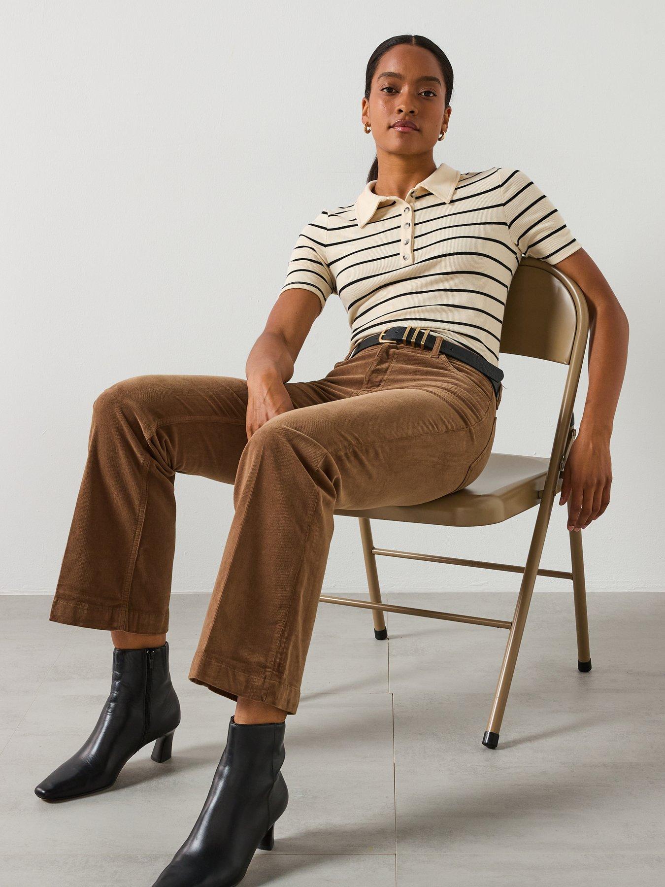  image of mango-corduroy-flared-jeans-brown