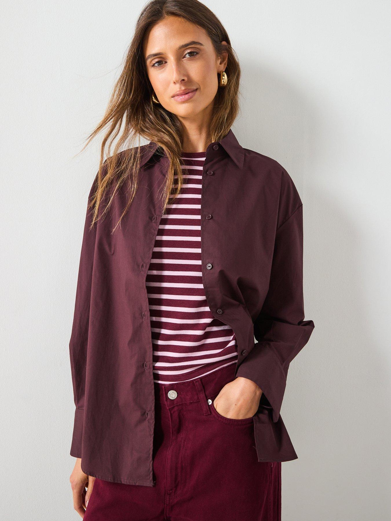 Image 1 of 5 of Mango Cotton Fitted Shirt - Brown