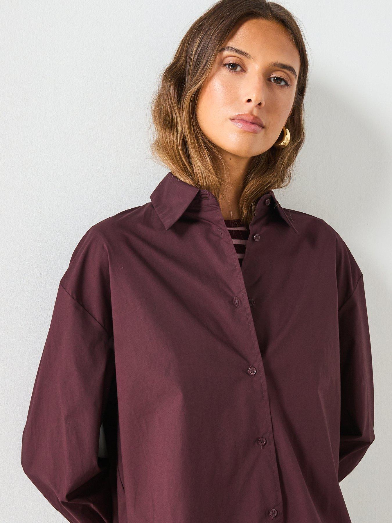 Image 4 of 5 of Mango Cotton Fitted Shirt - Brown