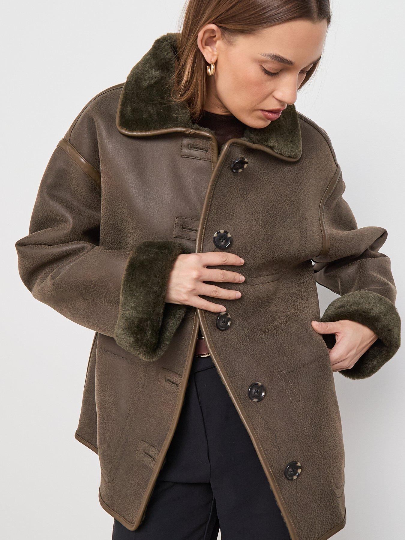  image of mango-faux-shearling-leather-effect-coat