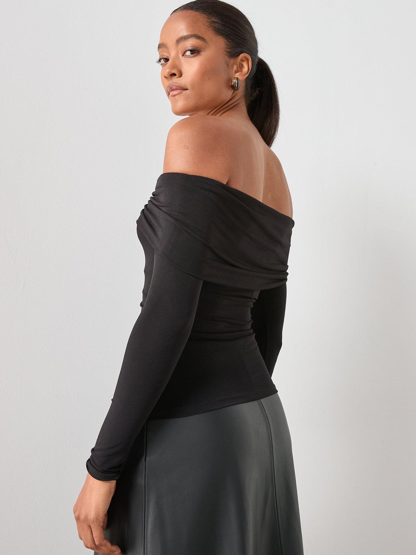 Image 2 of 6 of Mango Bardot Top &nbsp;- Black