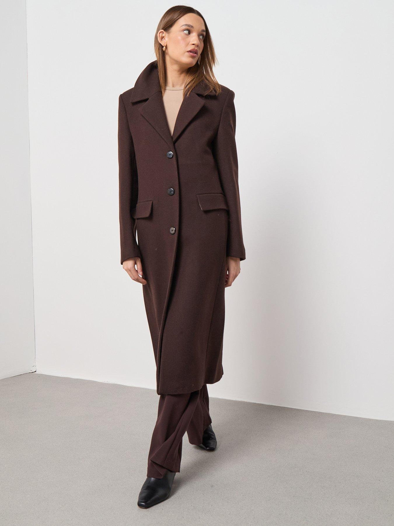 Mango Coat with Fur Collar - Brown