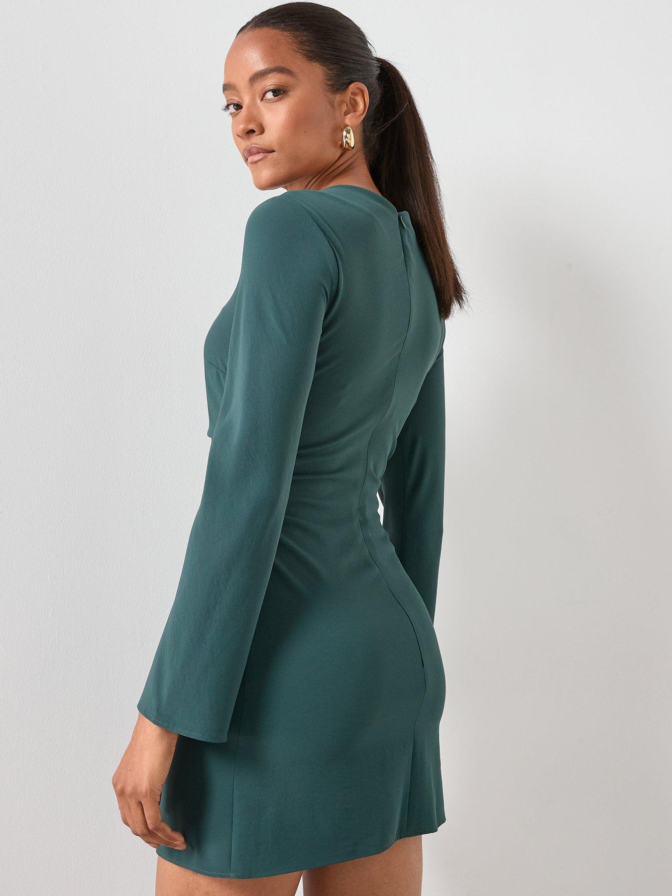 stillFront image of mango-boat-neck-ruched-dress