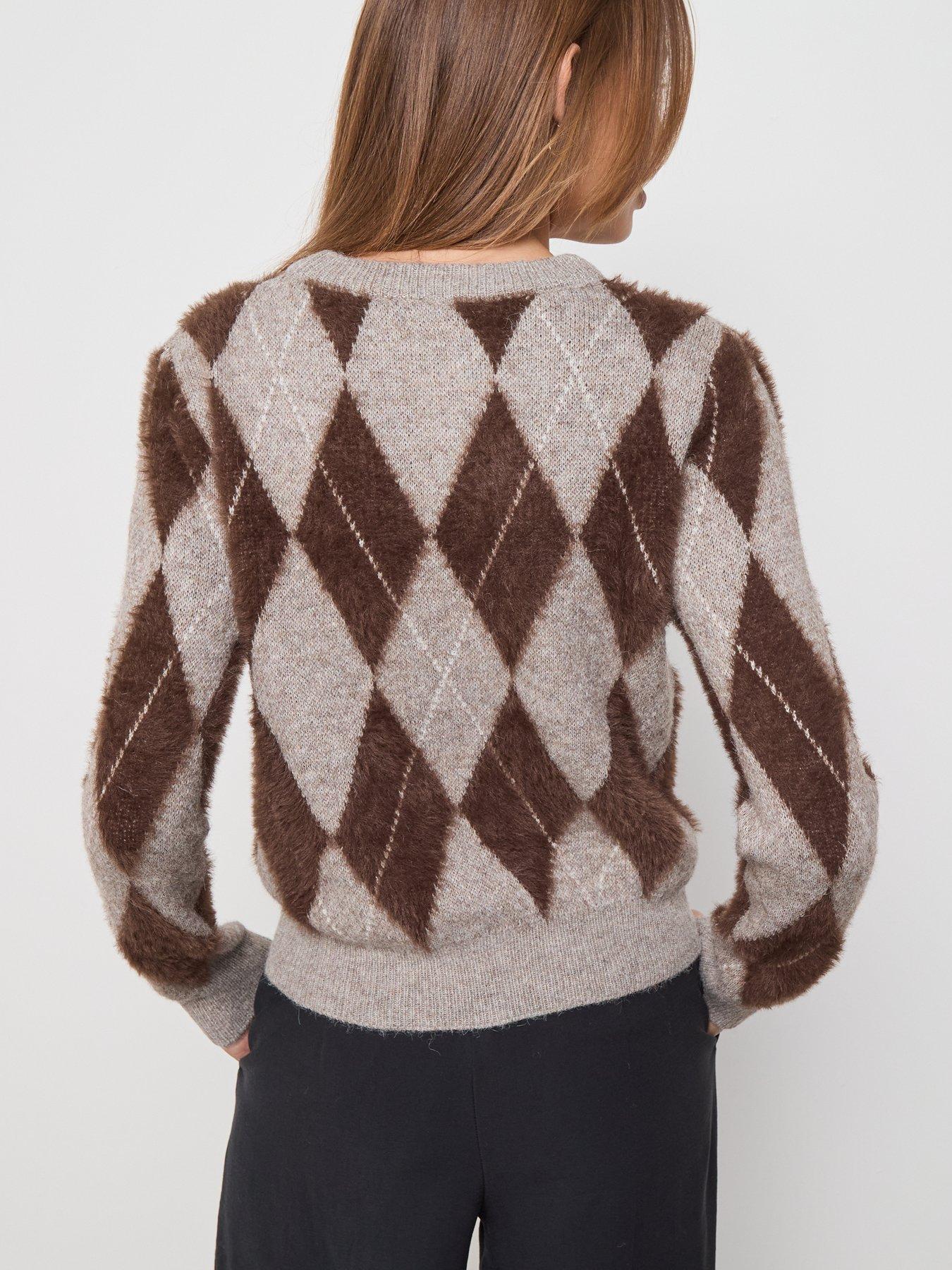  image of mango-diamond-patterned-knitted-sweater