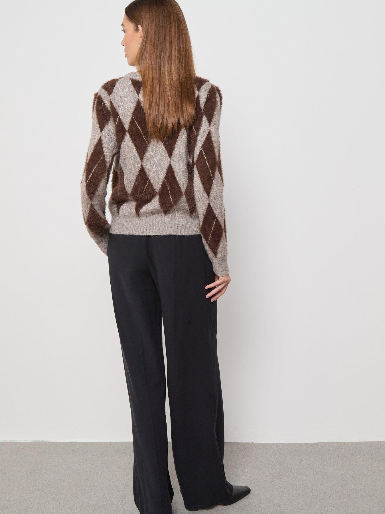  image of mango-diamond-patterned-knitted-sweater