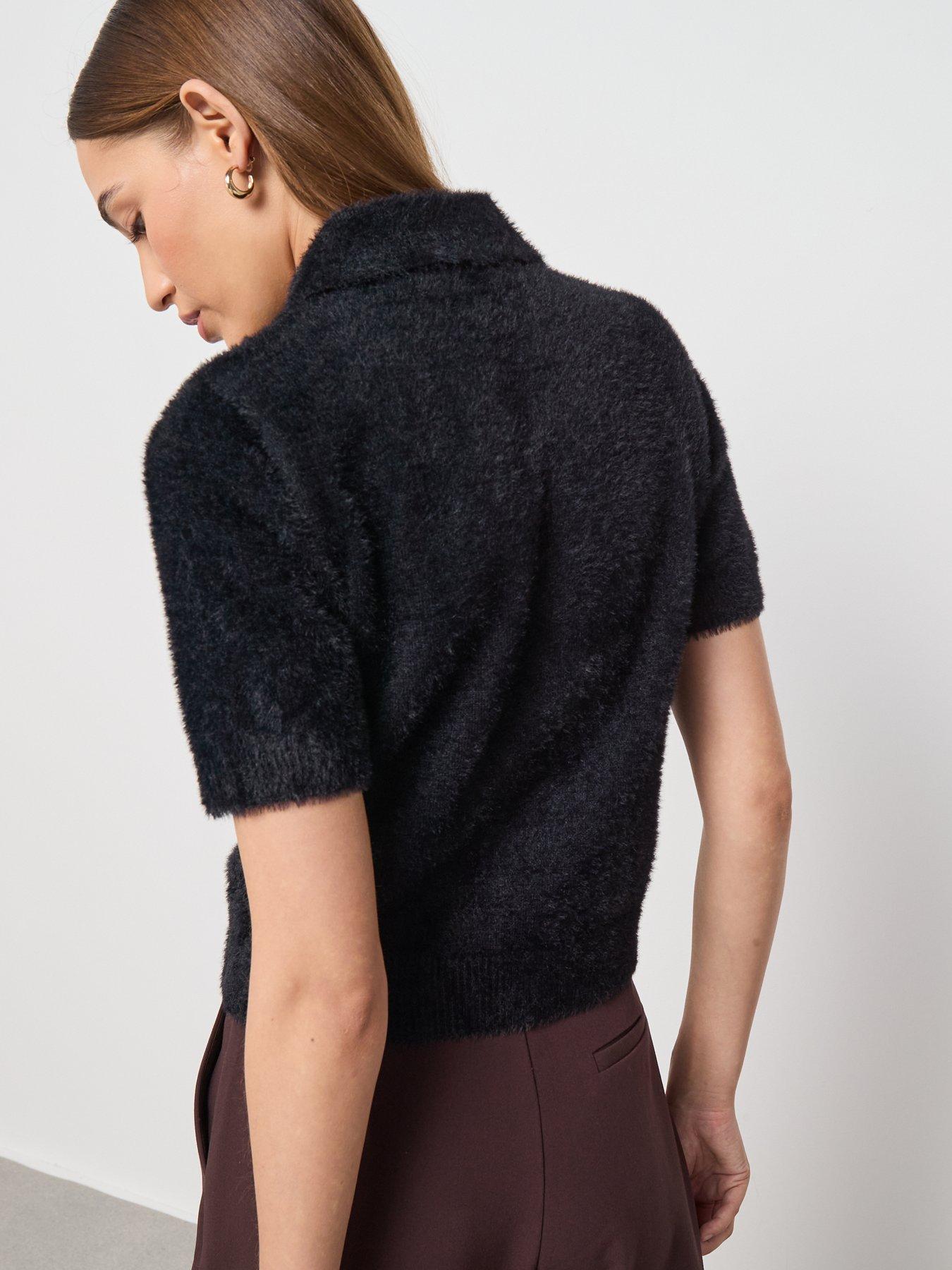  image of mango-faux-fur-polo-neck-sweater