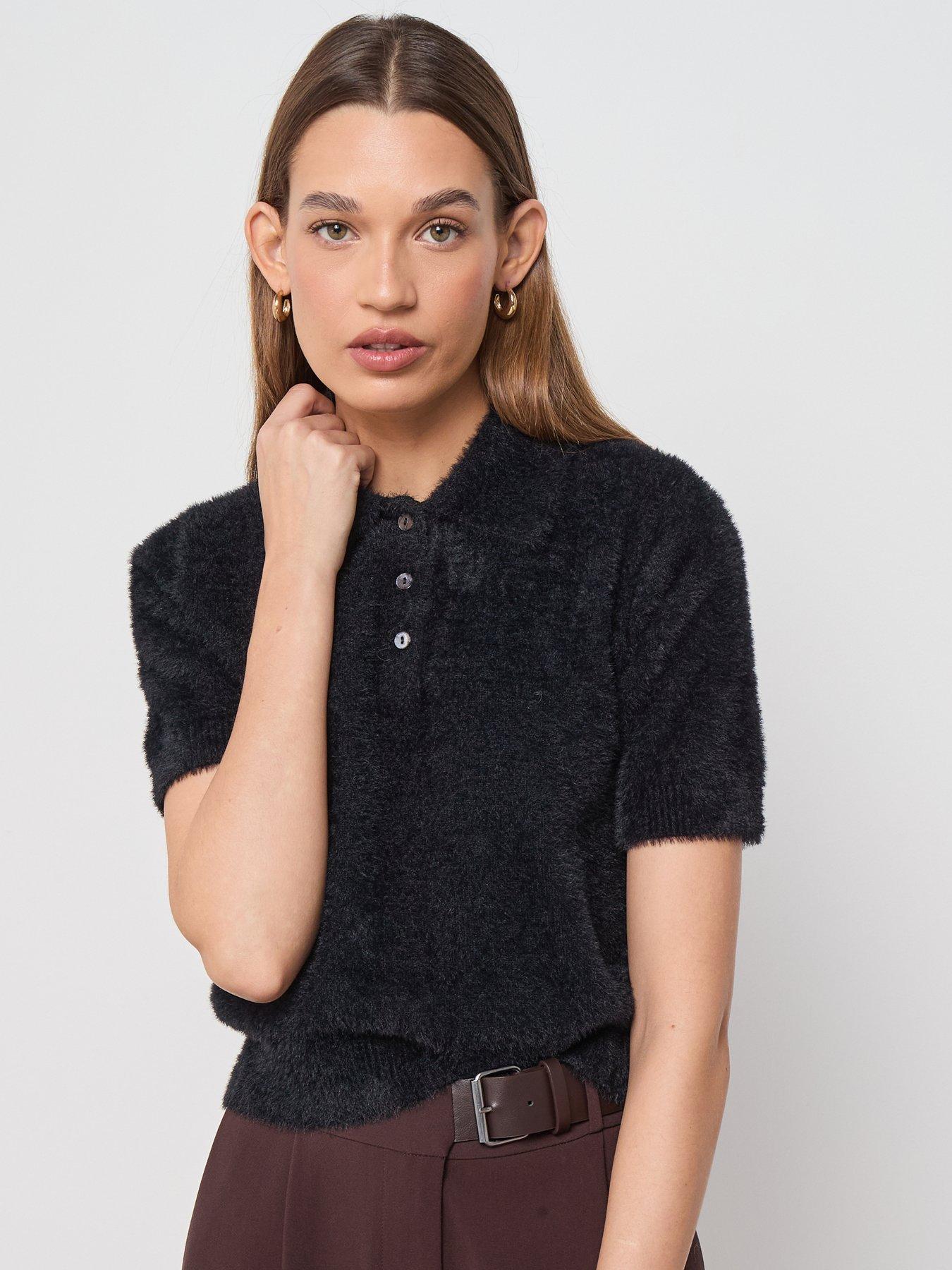  image of mango-faux-fur-polo-neck-sweater