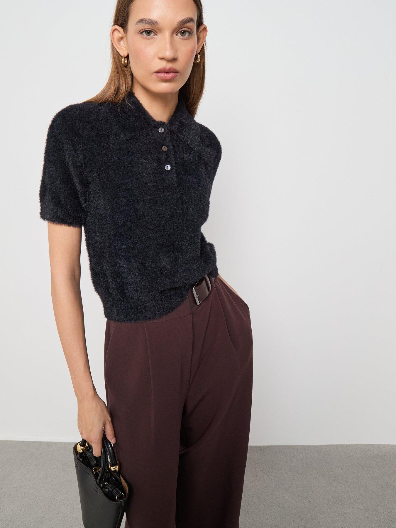  image of mango-faux-fur-polo-neck-sweater