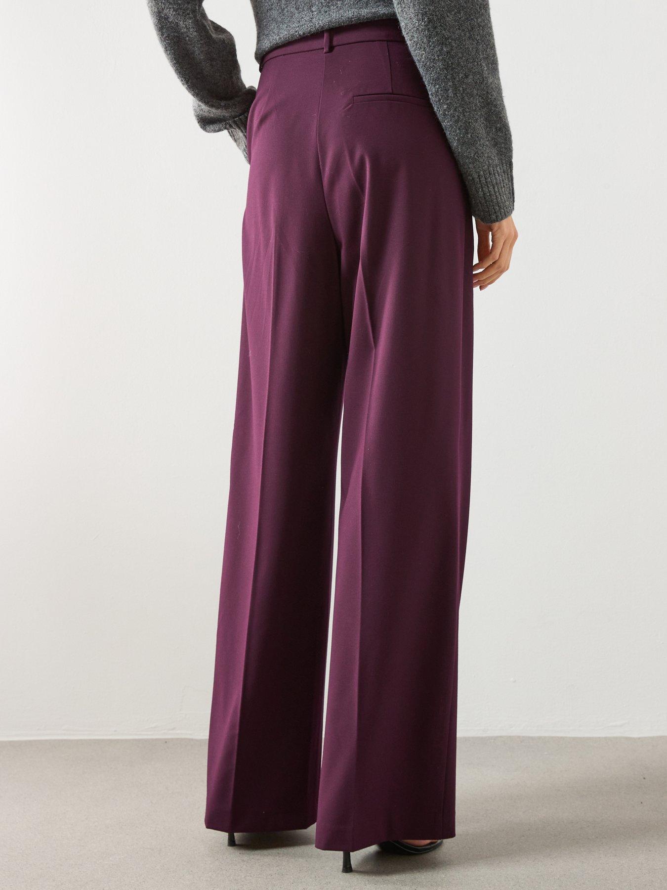  image of mango-tailored-wide-leg-trousers-burgundy
