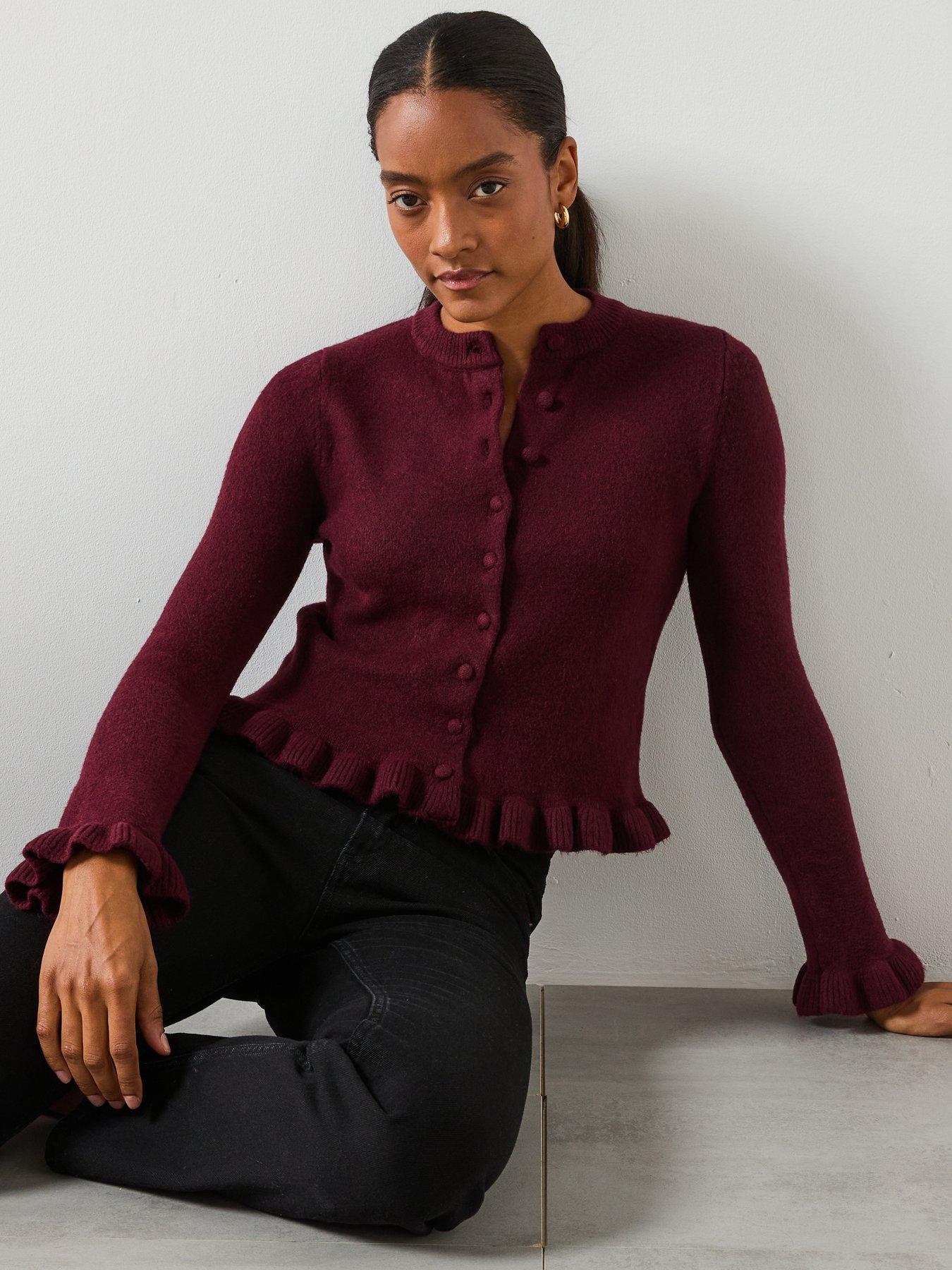  image of mango-ruffle-knit-cardigan