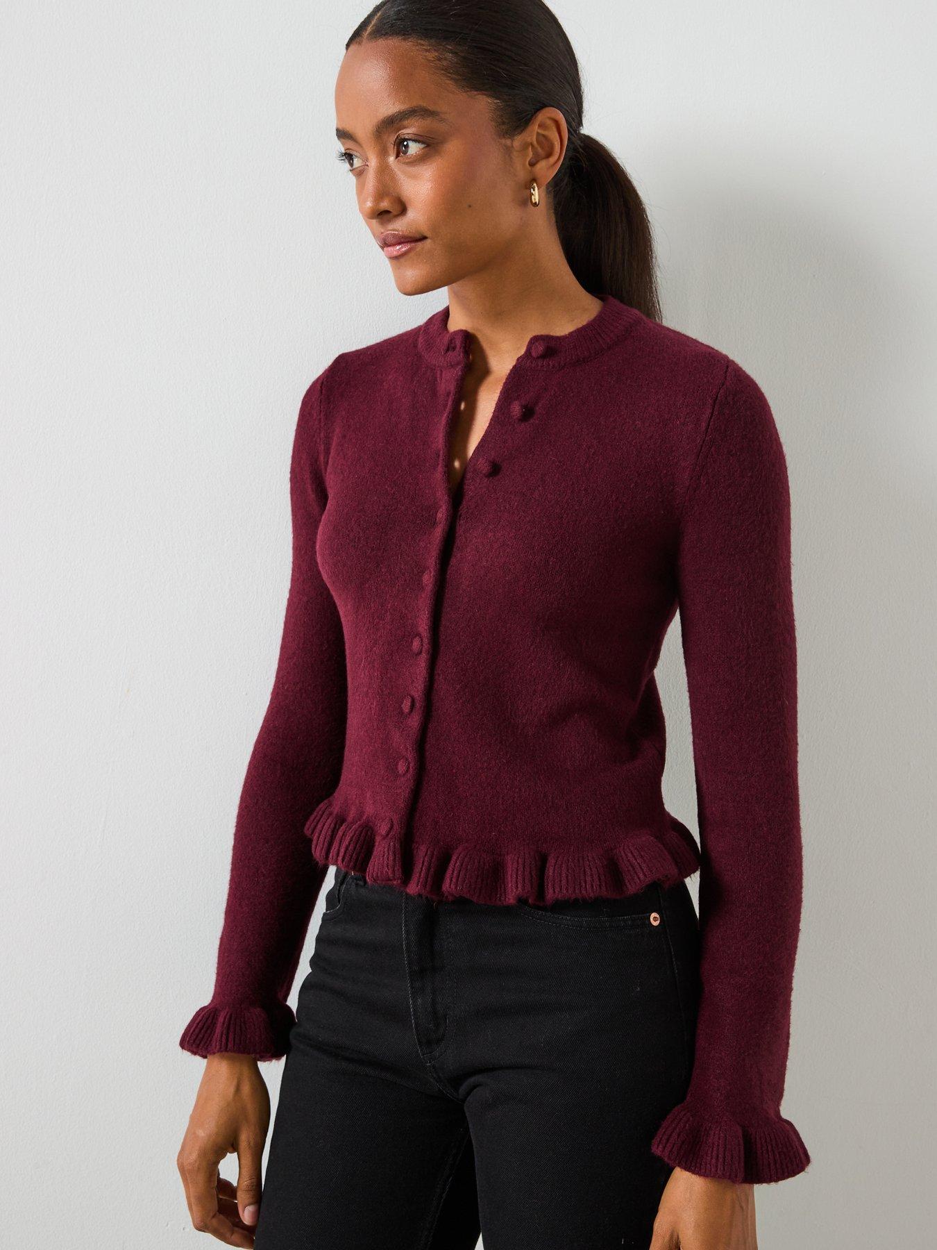  image of mango-ruffle-knit-cardigan