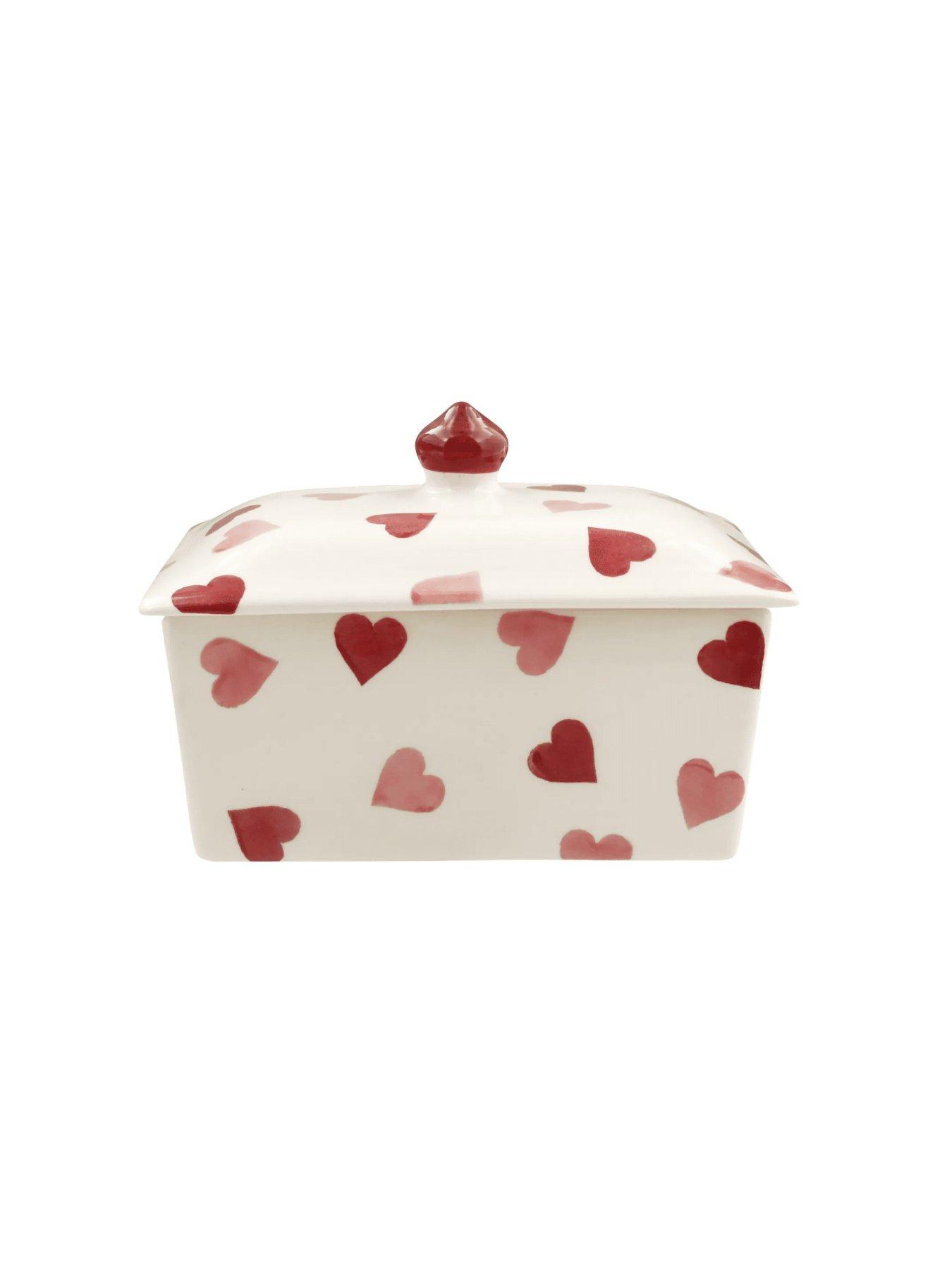 undefined Pink Hearts Butterdish