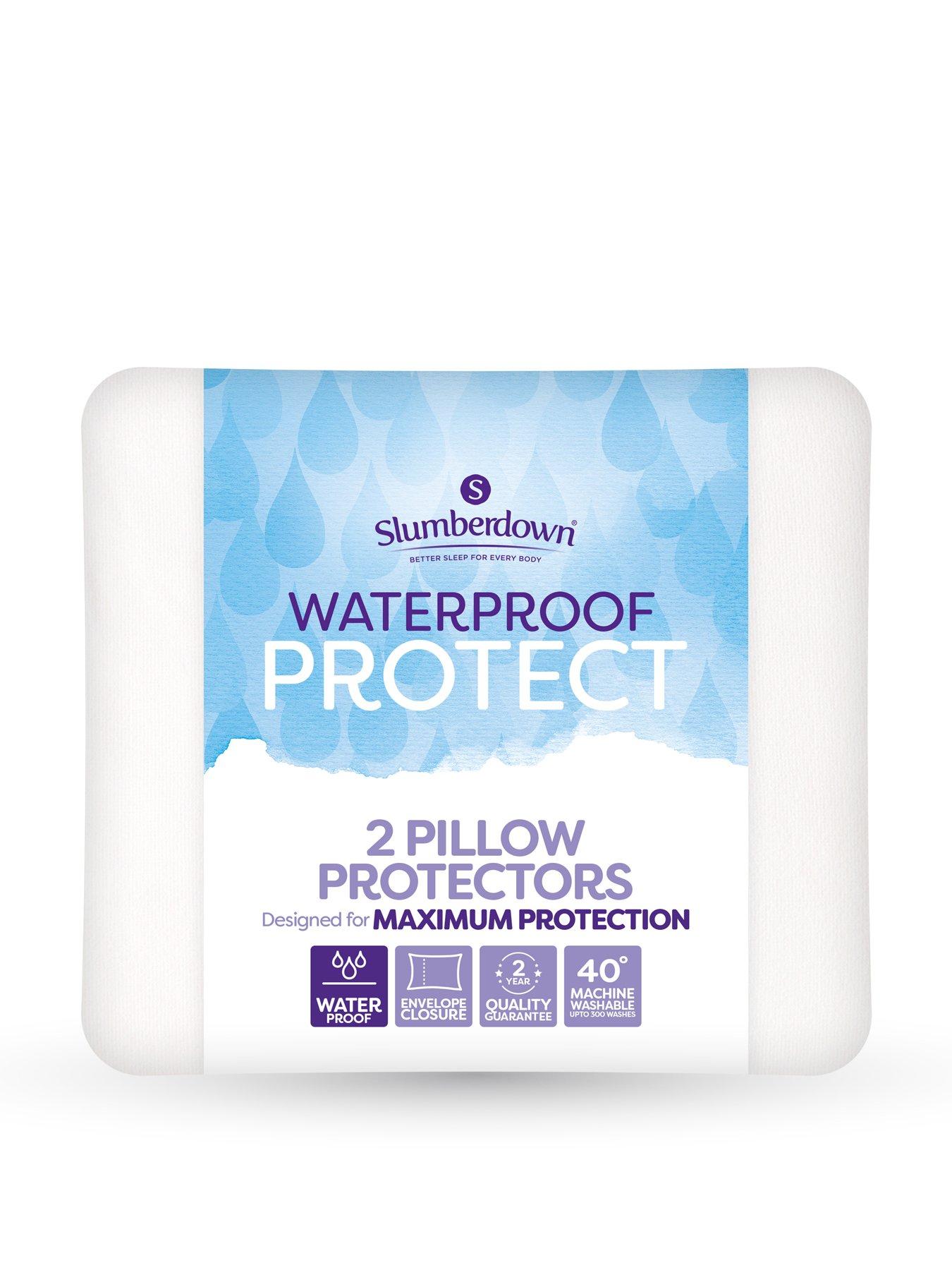 Image 1 of 8 of Slumberdown Waterproof Protect Pillow Protector 2 Pack