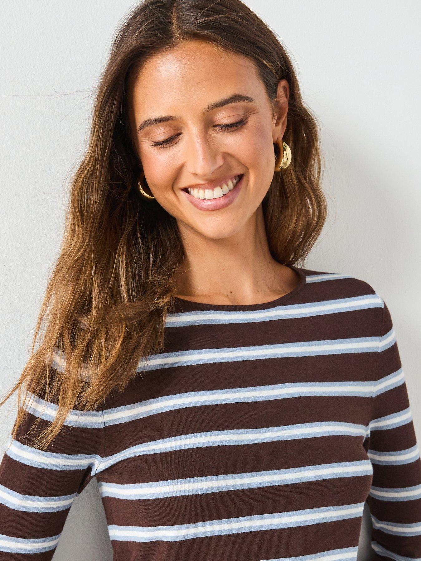  image of mango-striped-fine-knit-topnbsp--brown