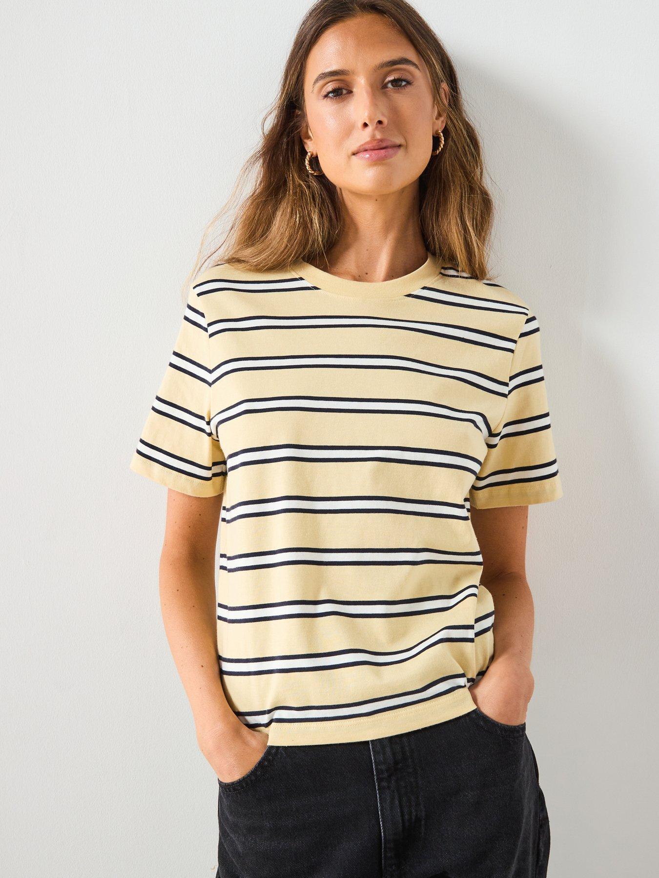 undefined Striped Cotton T-Shirt - Yellow