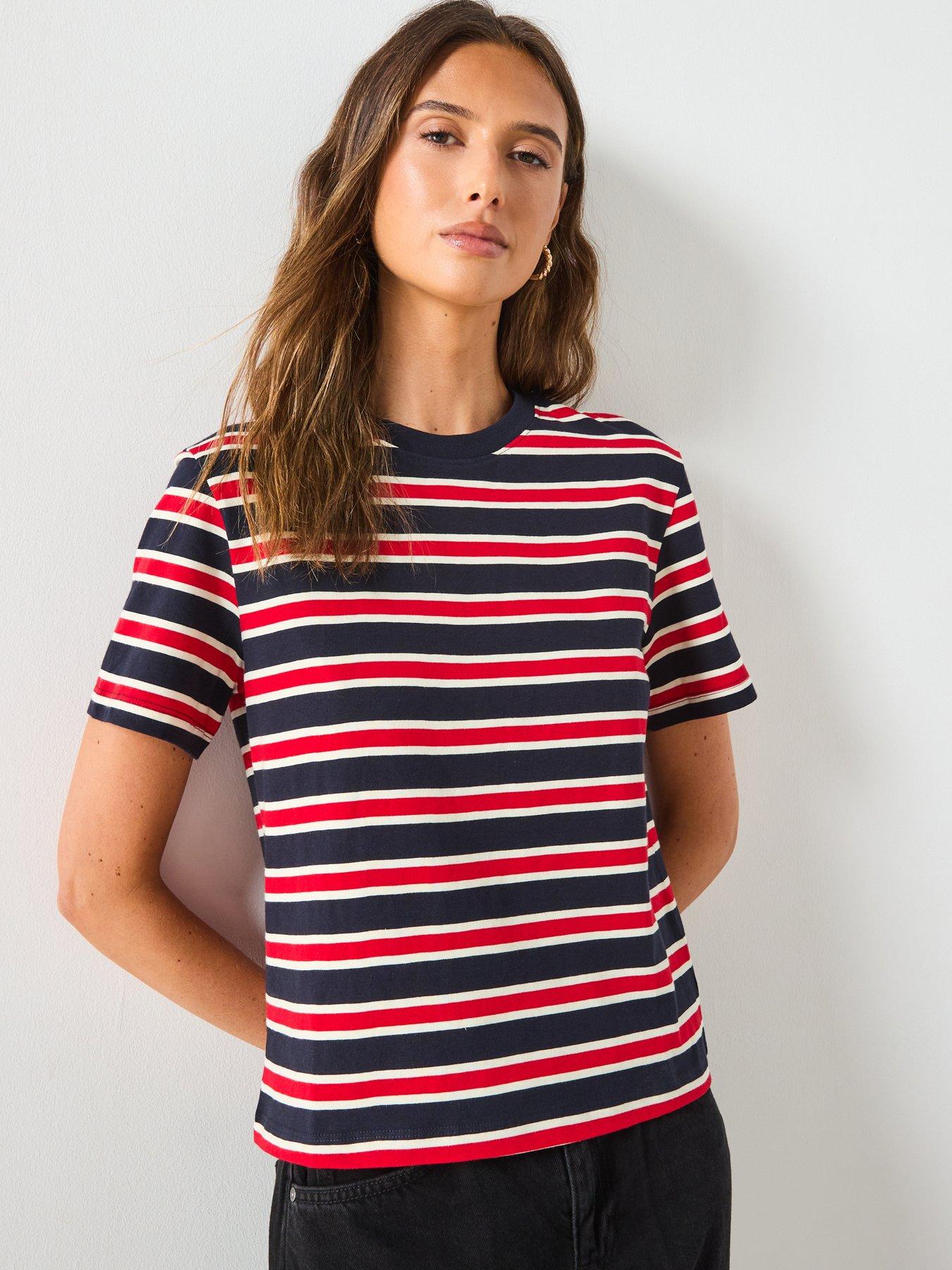 undefined Striped Cotton T-Shirt - Navy