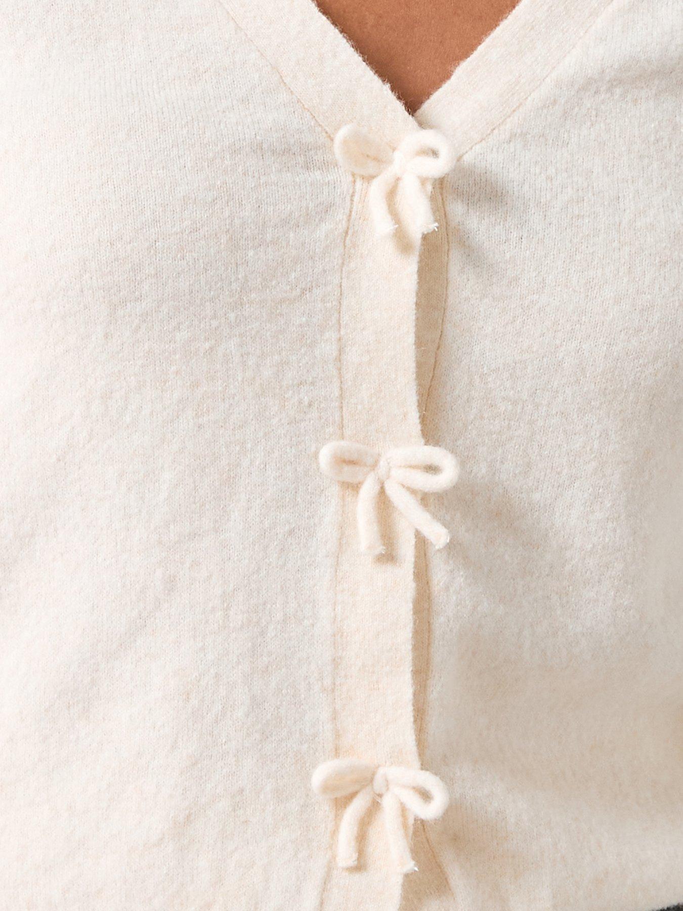 Image 5 of 6 of Mango V-Neck Wool Blend Cardigan - Cream