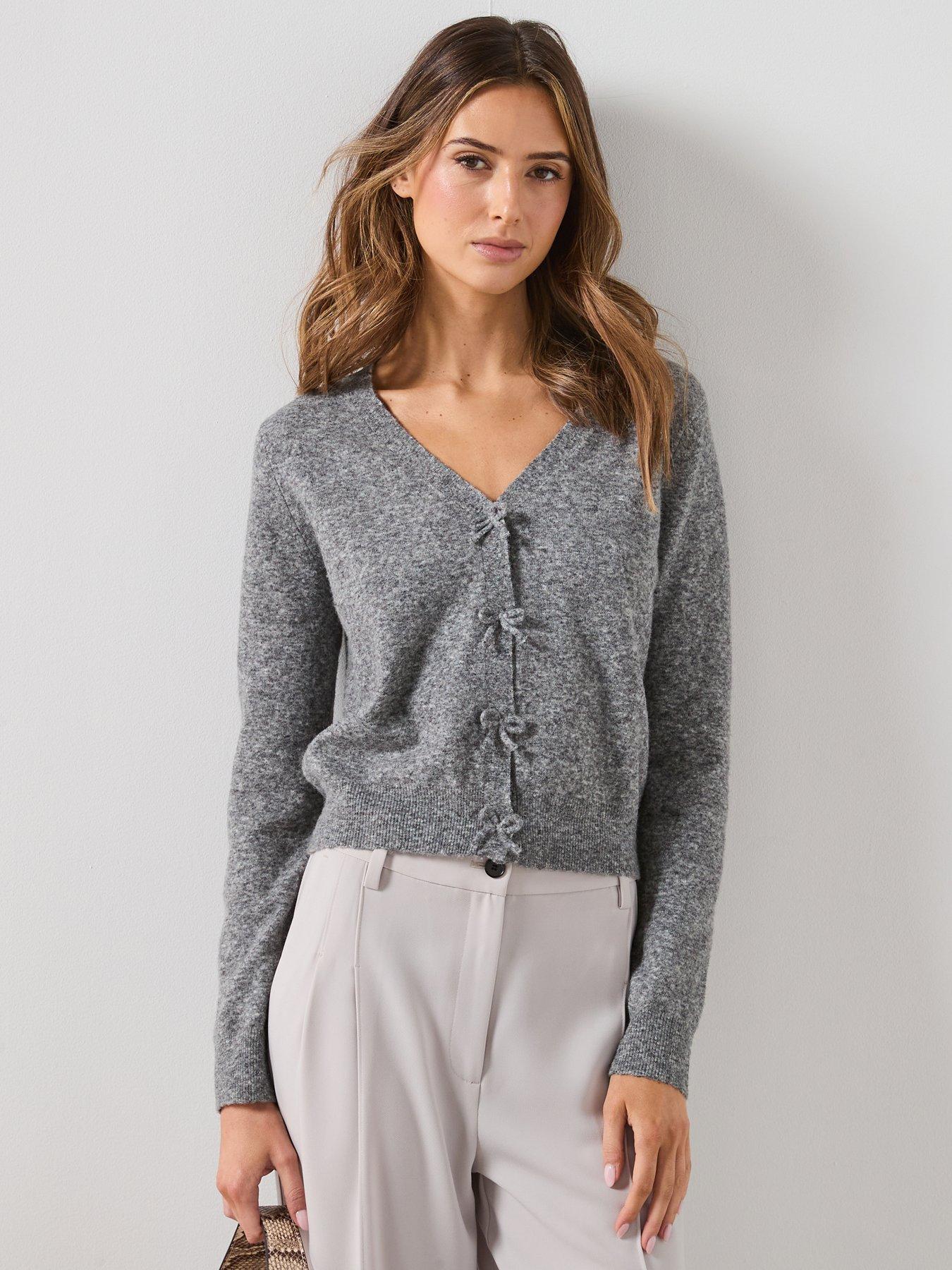 mango-v-neck-wool-blend-cardigan-grey