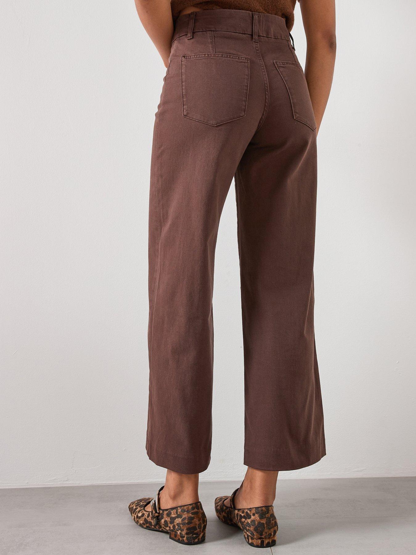  image of mango-paloma-high-waist-wide-leg-jeans-with-seams-brown
