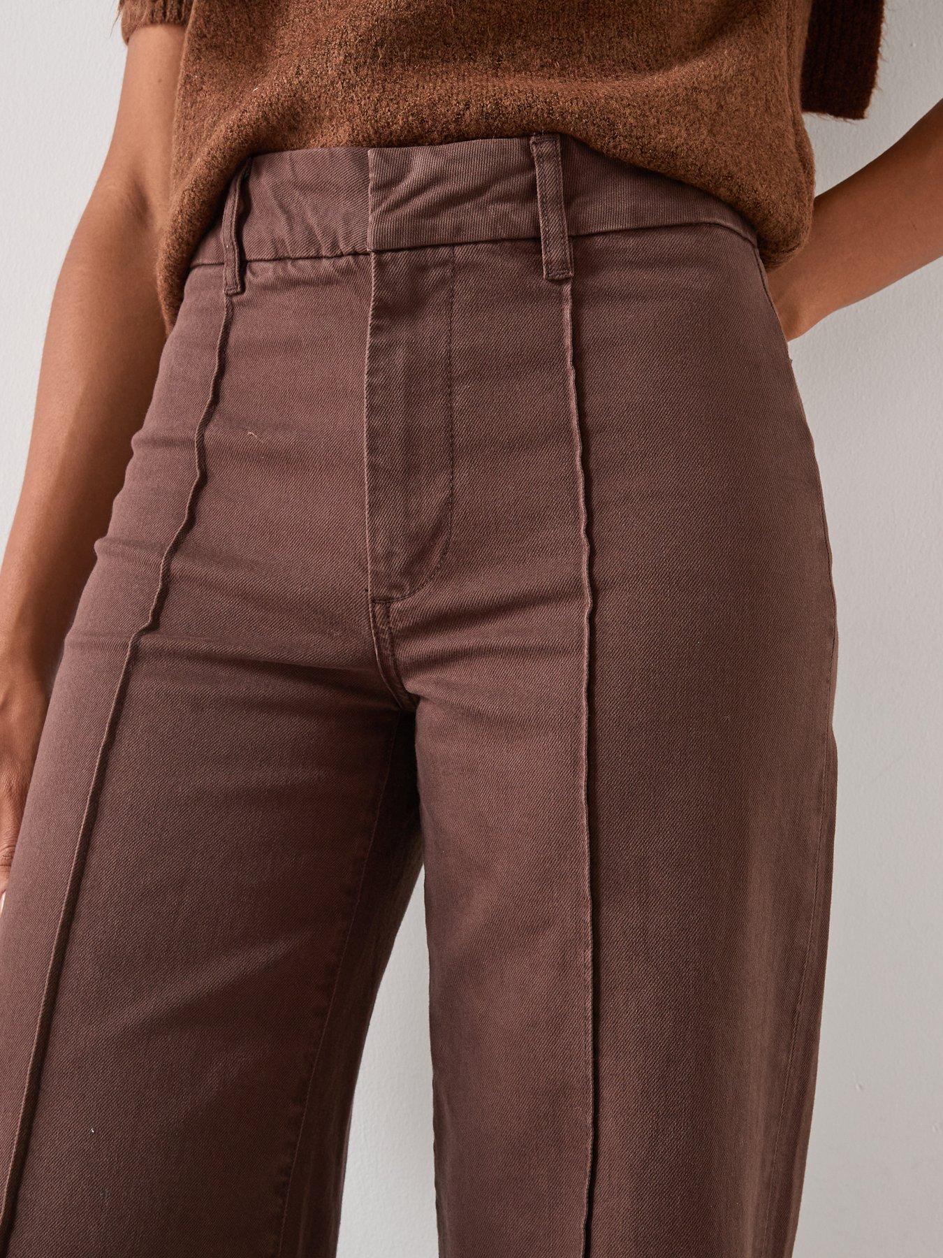  image of mango-paloma-high-waist-wide-leg-jeans-with-seams-brown