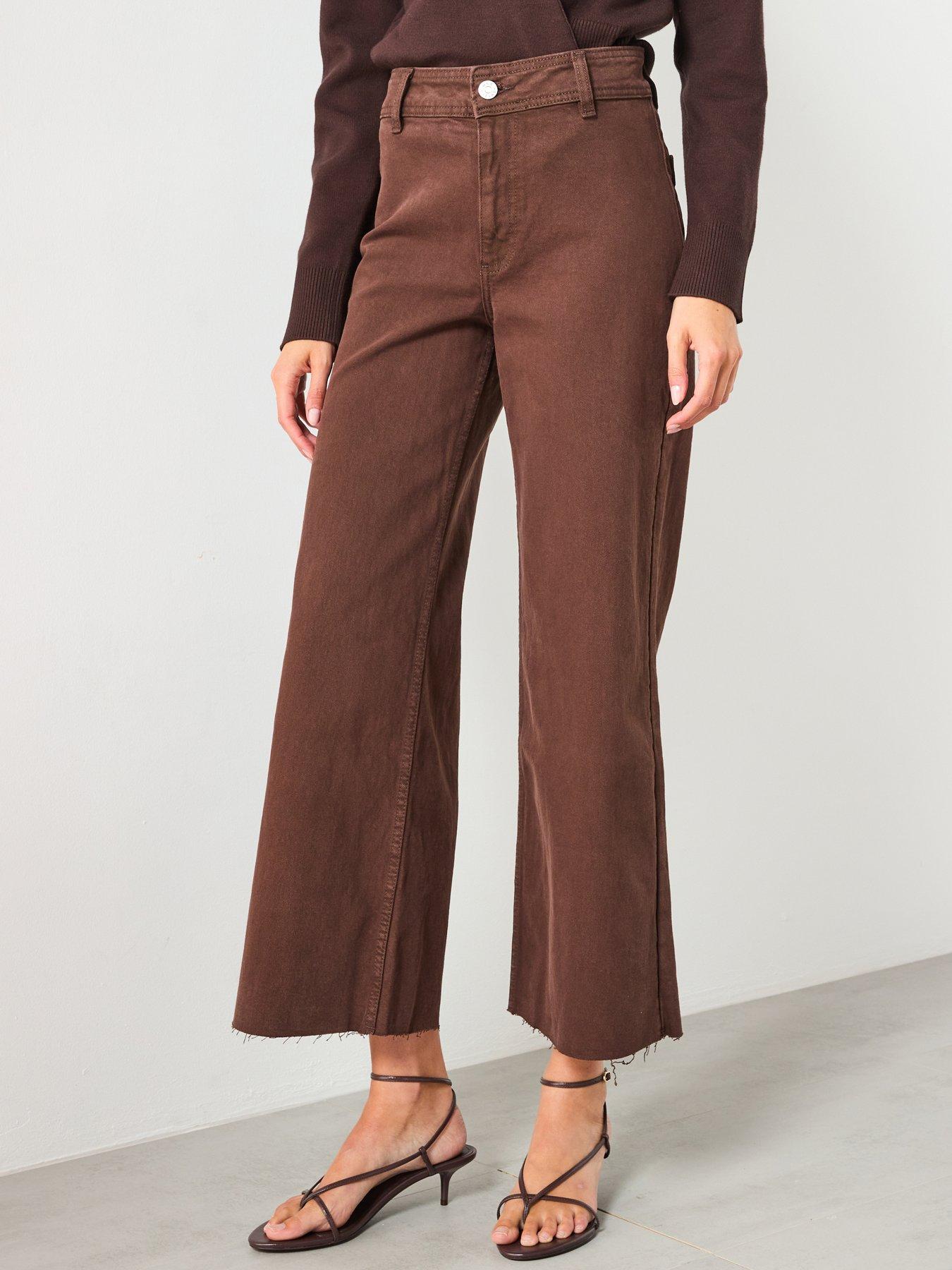 Image 1 of 5 of Mango Catherin Culotte High Rise Jeans - Brown