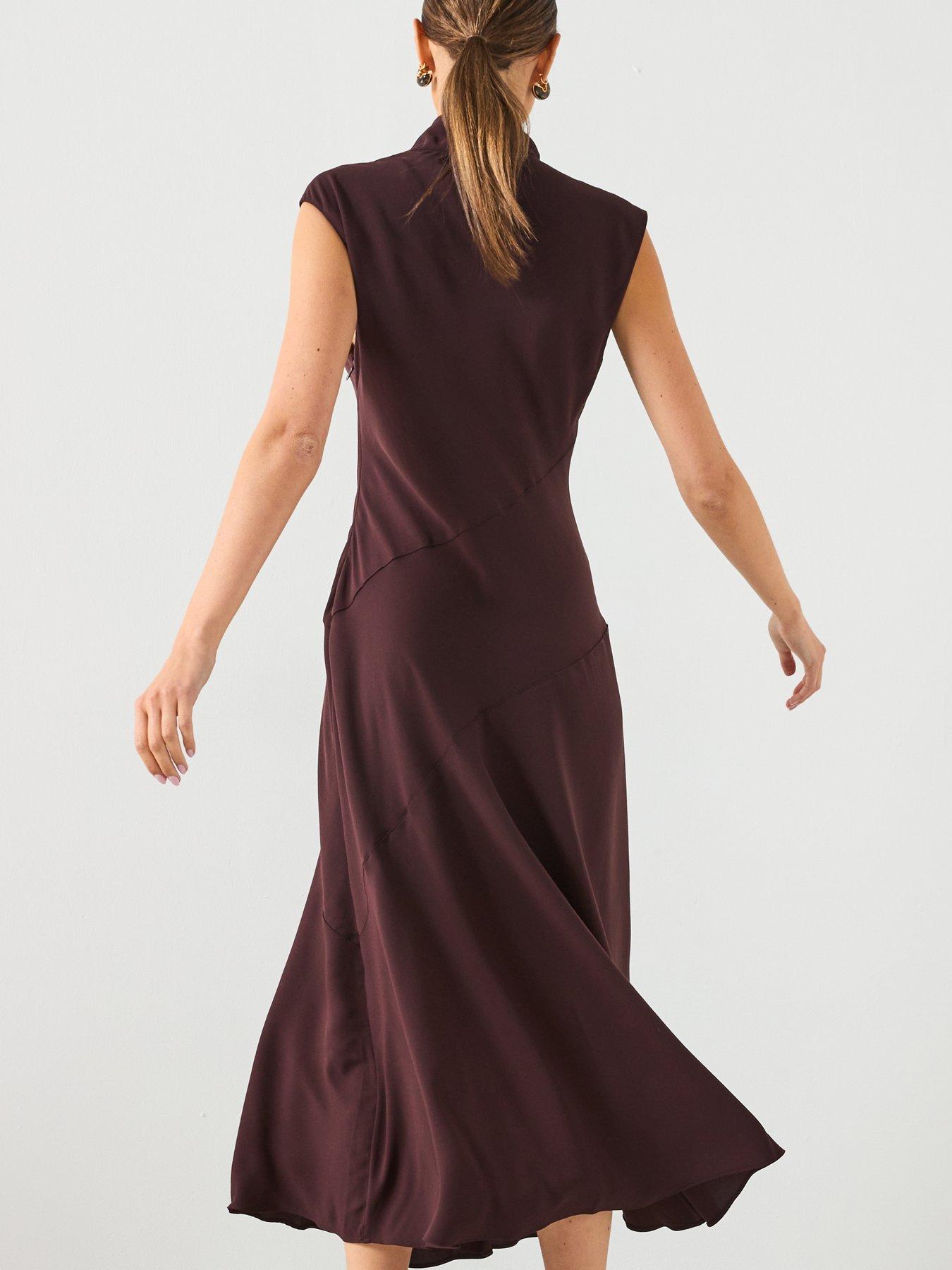 Image 2 of 6 of Mango Long Turtleneck Dress - Brown