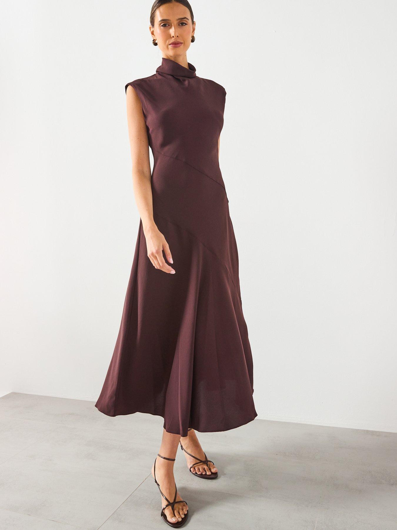 Image 3 of 6 of Mango Long Turtleneck Dress - Brown
