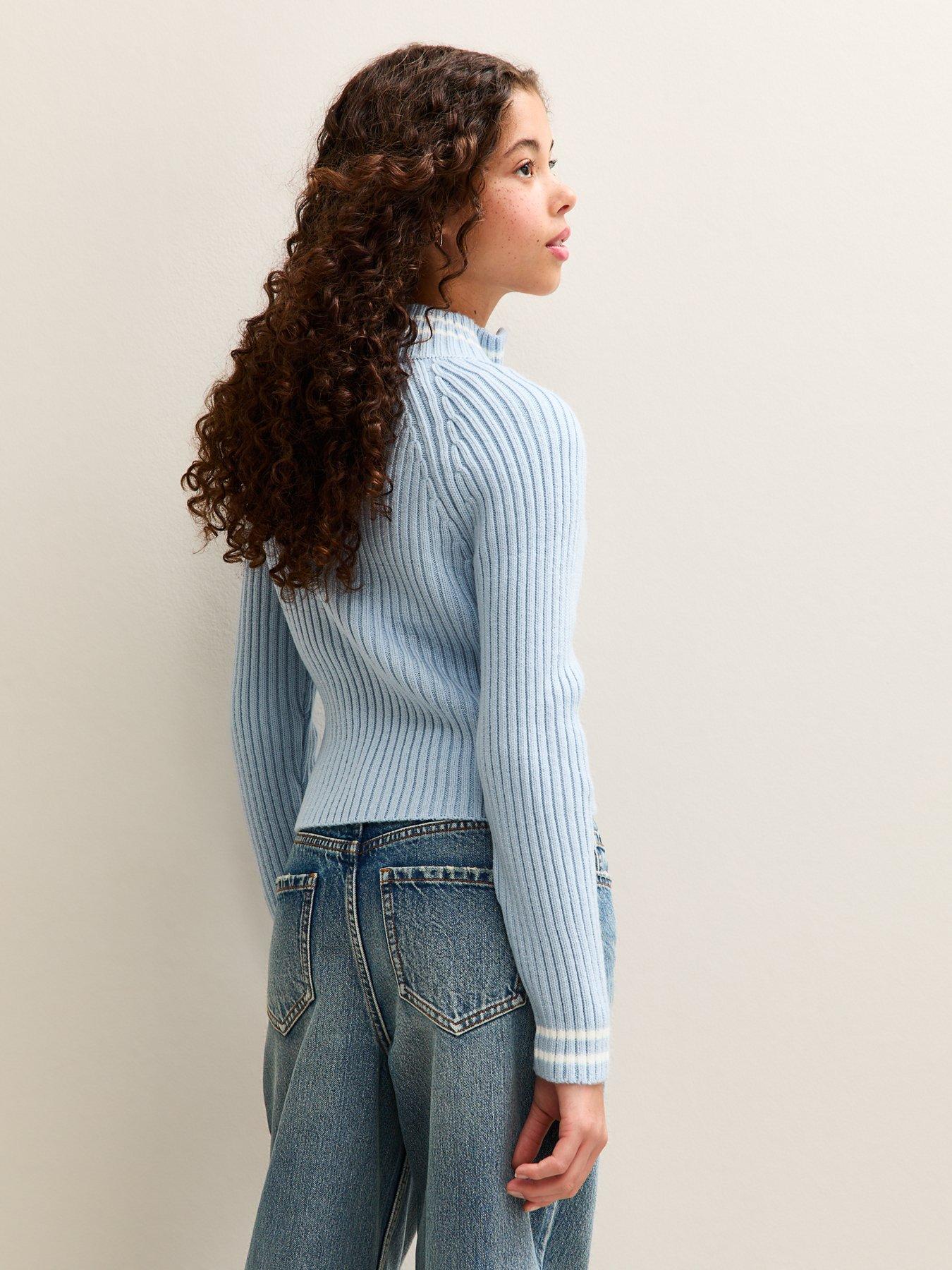  image of new-look-915-girls-light-blue-06-knit-zip-through-sweatshirt